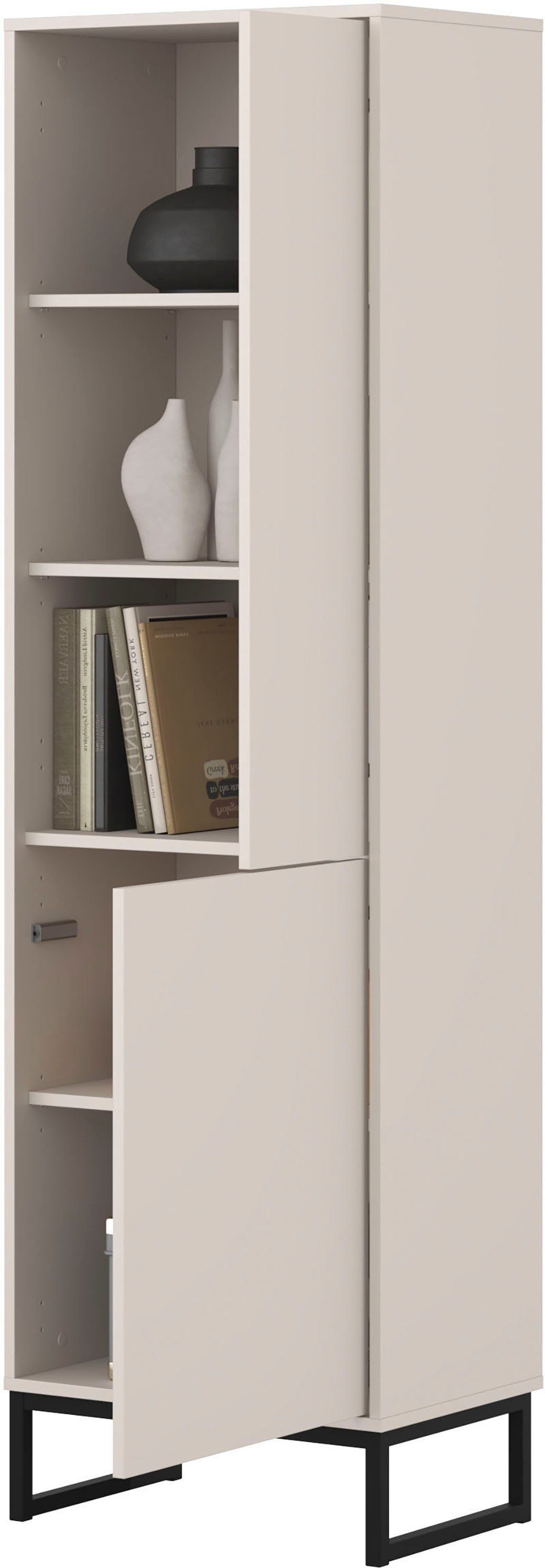 OTTO home Vitrine »Loft, Höhe 180 cm, moderne grifflose Standvitrine mit 2 Türen« Hochschrank mit viel Stauraum, verstellbaren Einlegeböden, Regal