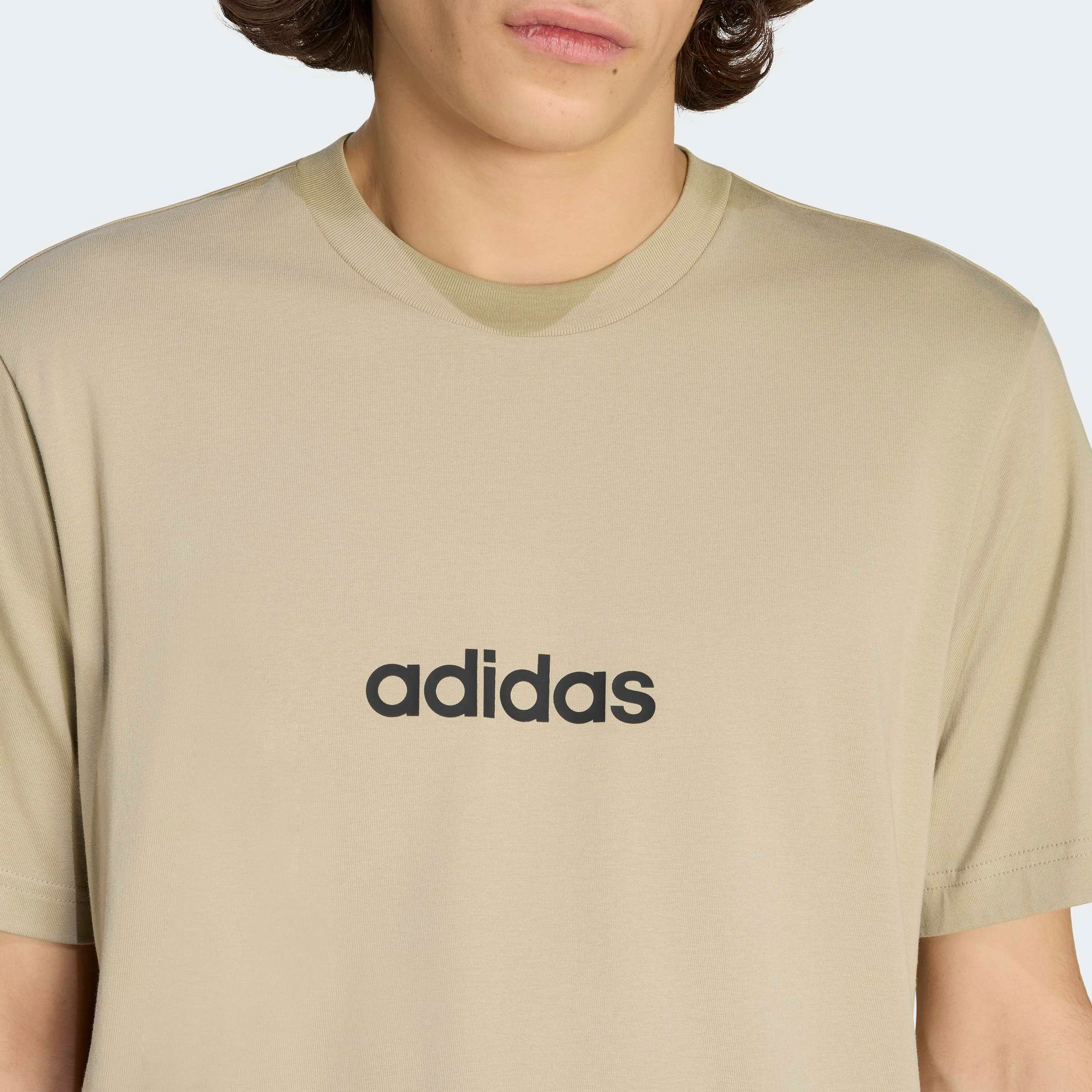 T-Shirt ADIDAS SPORTSWEAR "ESSENTIALS LINEAR SINGLE JERSEY", Herren, Gr. L, wonder cargo, schwarz, Obermaterial: 100% Baumwolle, normal, Rundhals, Shirts T-Shirt, überschnittene Schultern, Kurzarmdesign, aus Baumwolljersey 2