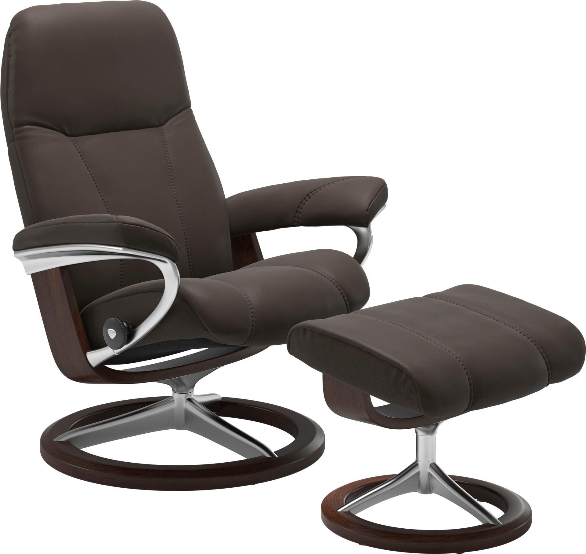 Stressless Relaxsessel "Consul" Set, Relaxsessel mit Hocker, mit Hocker, mit Signature Base, Größe L, Gestell Braun