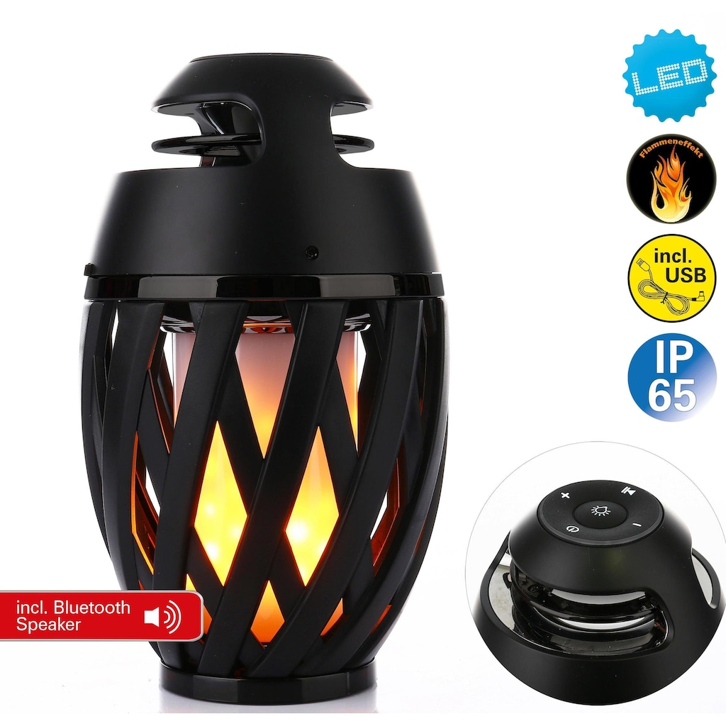 näve LED Tischleuchte »Muna«, 1 flammig-flammig, Bluetooth Speaker, Falmmeneffekt, ca. 5-6h Lichteffekt + Lautsprecher