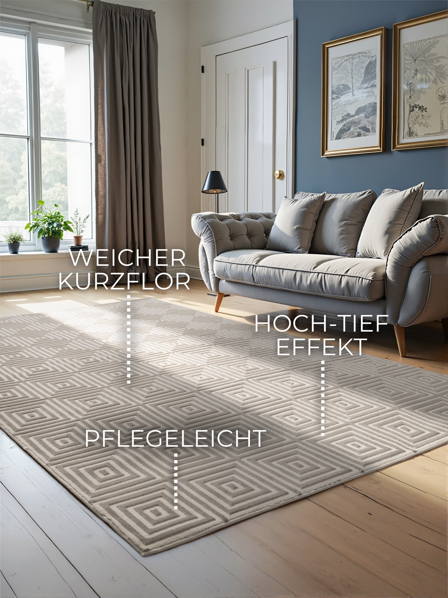 ELLE DECORATION Designteppich »Tourmaline«, rechteckig, 9 mm Höhe, Wohnzimmer, Schlafzimmer, Läufer, Hoch-Tief Effekt, Flur, Glanz