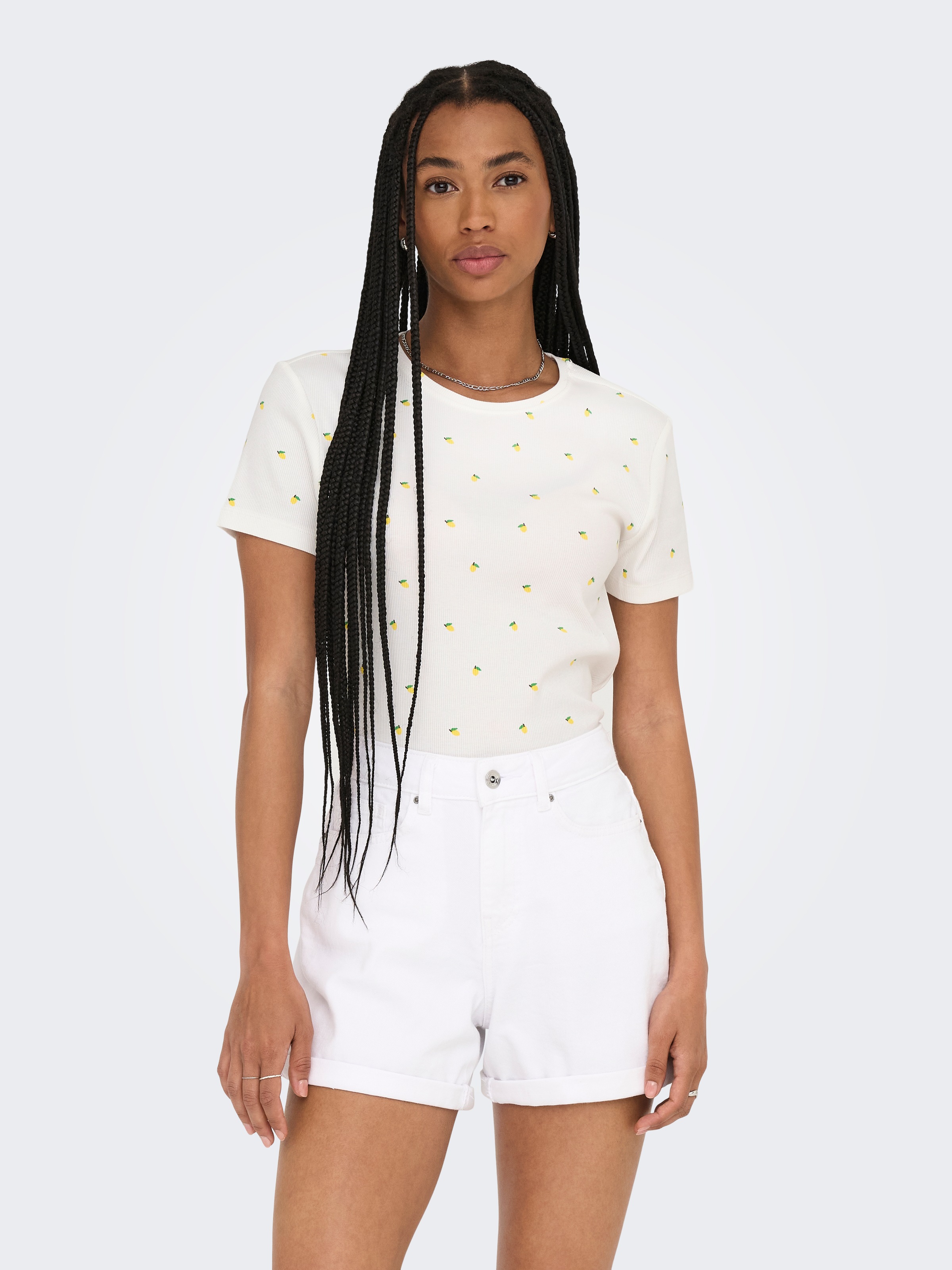 ONLY Kurzarmshirt "ONLFENJA LIFE SS AOP TOP JRS NOOS" Baumwollmischung, Cro günstig online kaufen