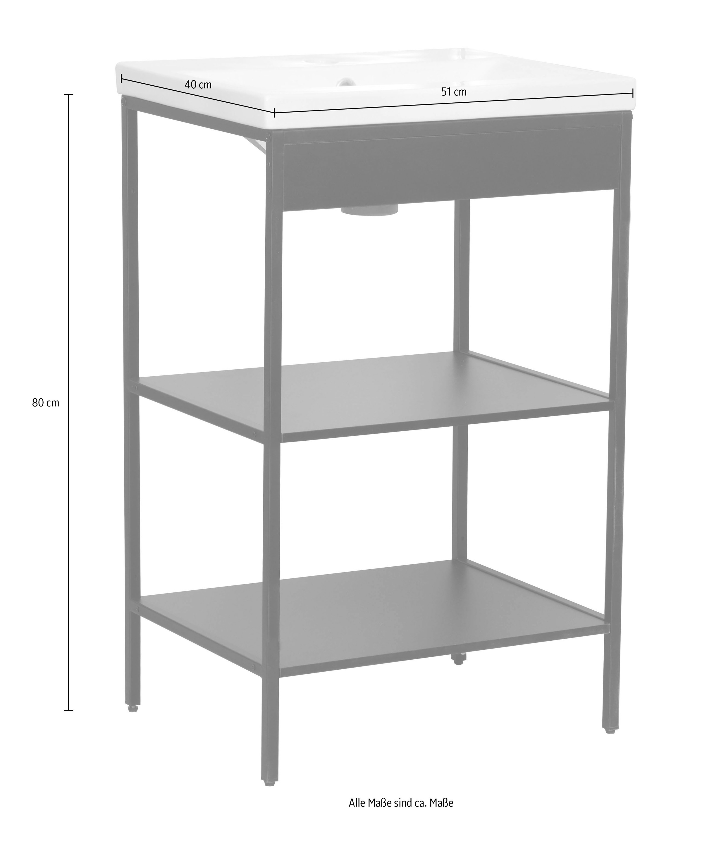 welltime Waschbeckenunterschrank »Lodi« 1 Stk. tlg. Badezimmerregal mit 2 offenen Fächern - (B/T/H) 51/40/80 cm