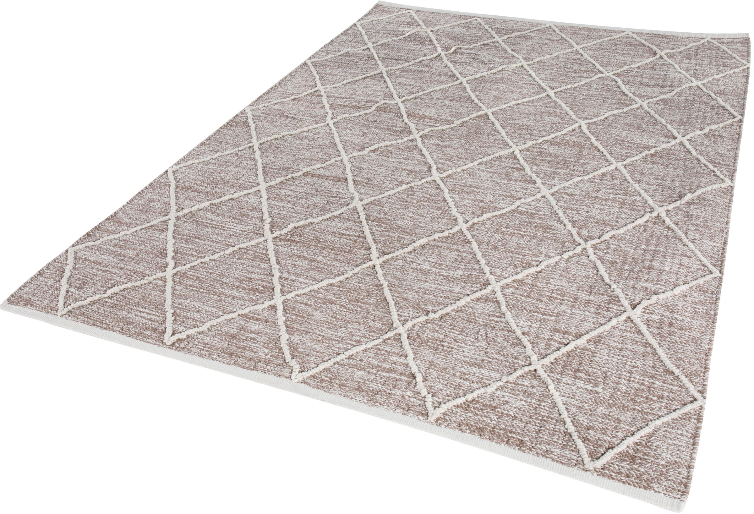 Teppich OTTO HOME "Pamplona", braun, B:170cm H:8mm L:240cm, Baumwolle, Teppiche, Teppich, Handweb-Teppich, Rauten-Motiv, handgewebt, reine Baumwolle