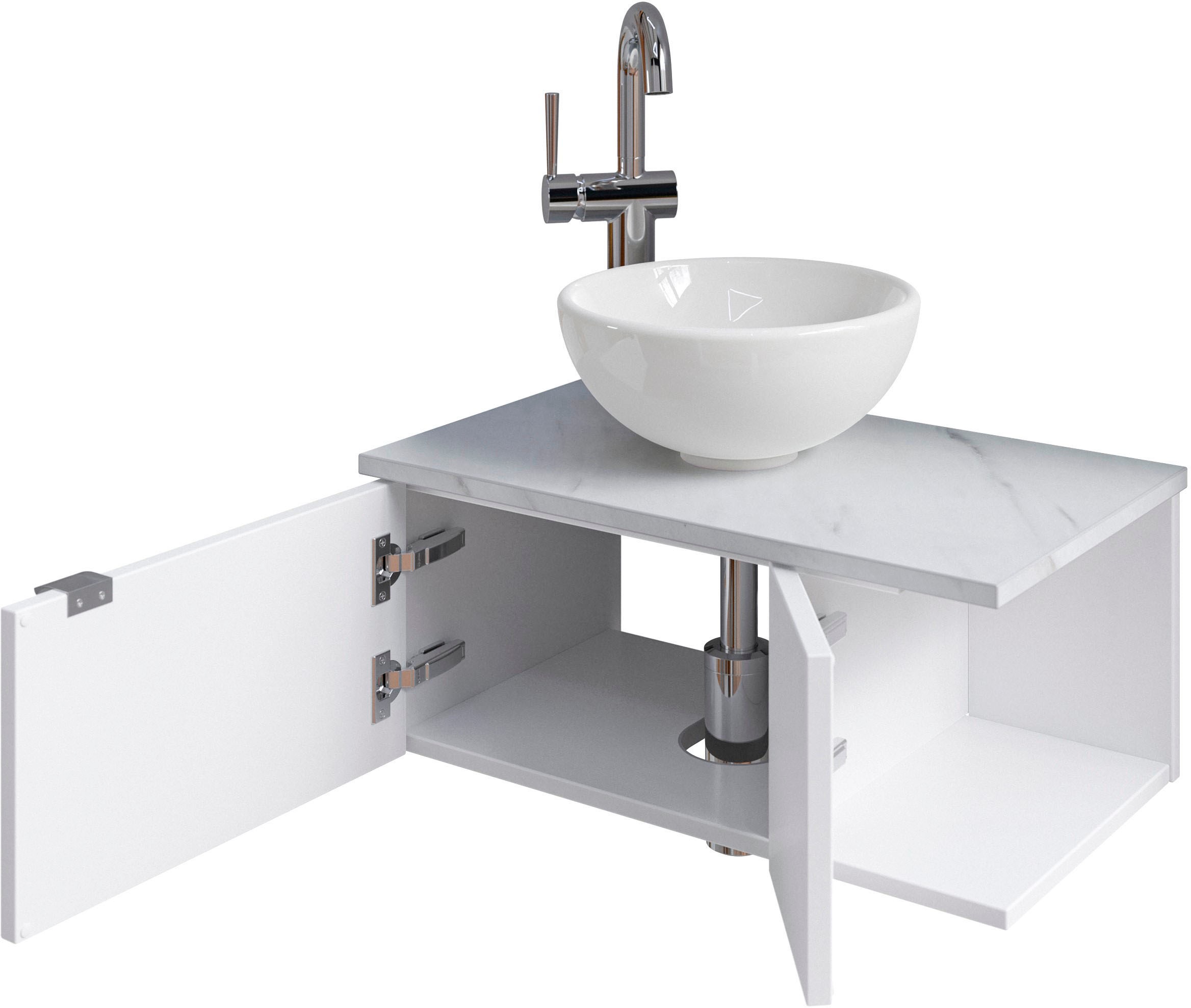 Saphir Badmöbel-Set »Serie 6915«, (4 St.), Gäste-Bad, 70 cm breit, mit LED-Spiegel, offenem Fach und 2 Türen