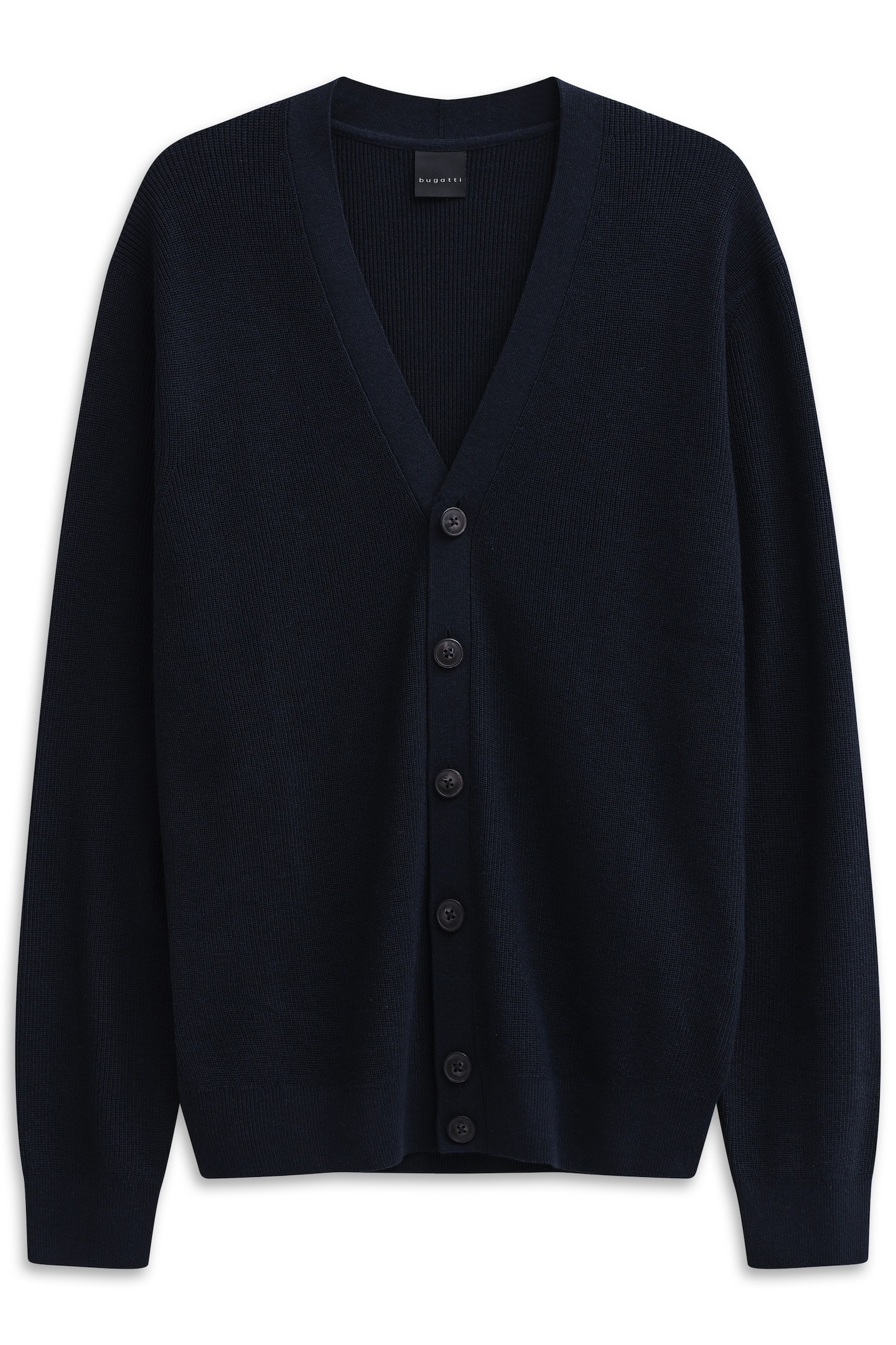 bugatti Cardigan »Regular Fit«, mit V-Ausschnitt und Ripp-Struktur