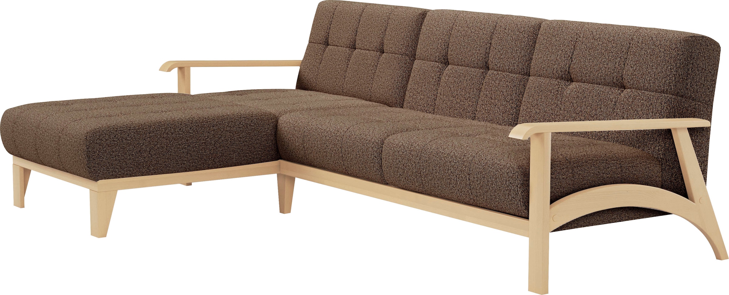 sit&more Ecksofa »Billund L-Form«, Armlehnen aus Buchenholz in natur, verschiedene Bezüge und Farben