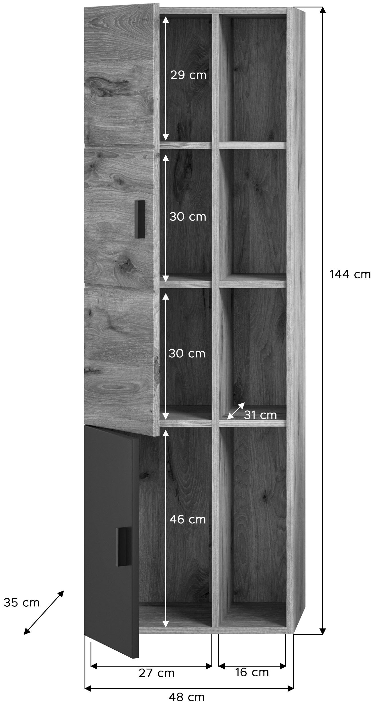welltime Hochschrank »Dolo«, (1 St.), Badmöbel, 2 Türen, hängend, Breite 48  cm | BAUR