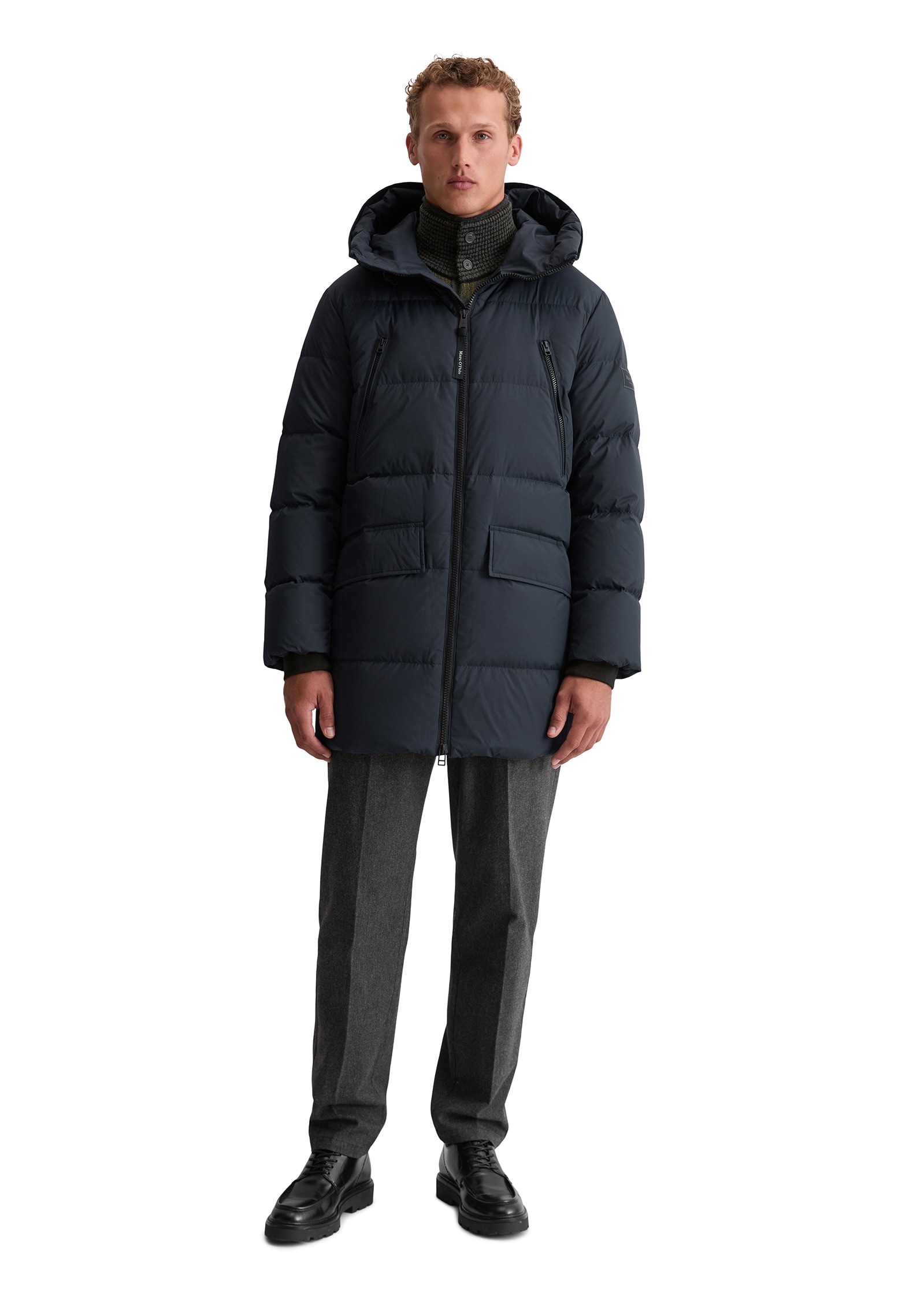 Marc O'Polo Daunenjacke, mit Kapuze, Pufferjacke, regular fit, eingesetzte, elastische Ärmelabschlüsse
