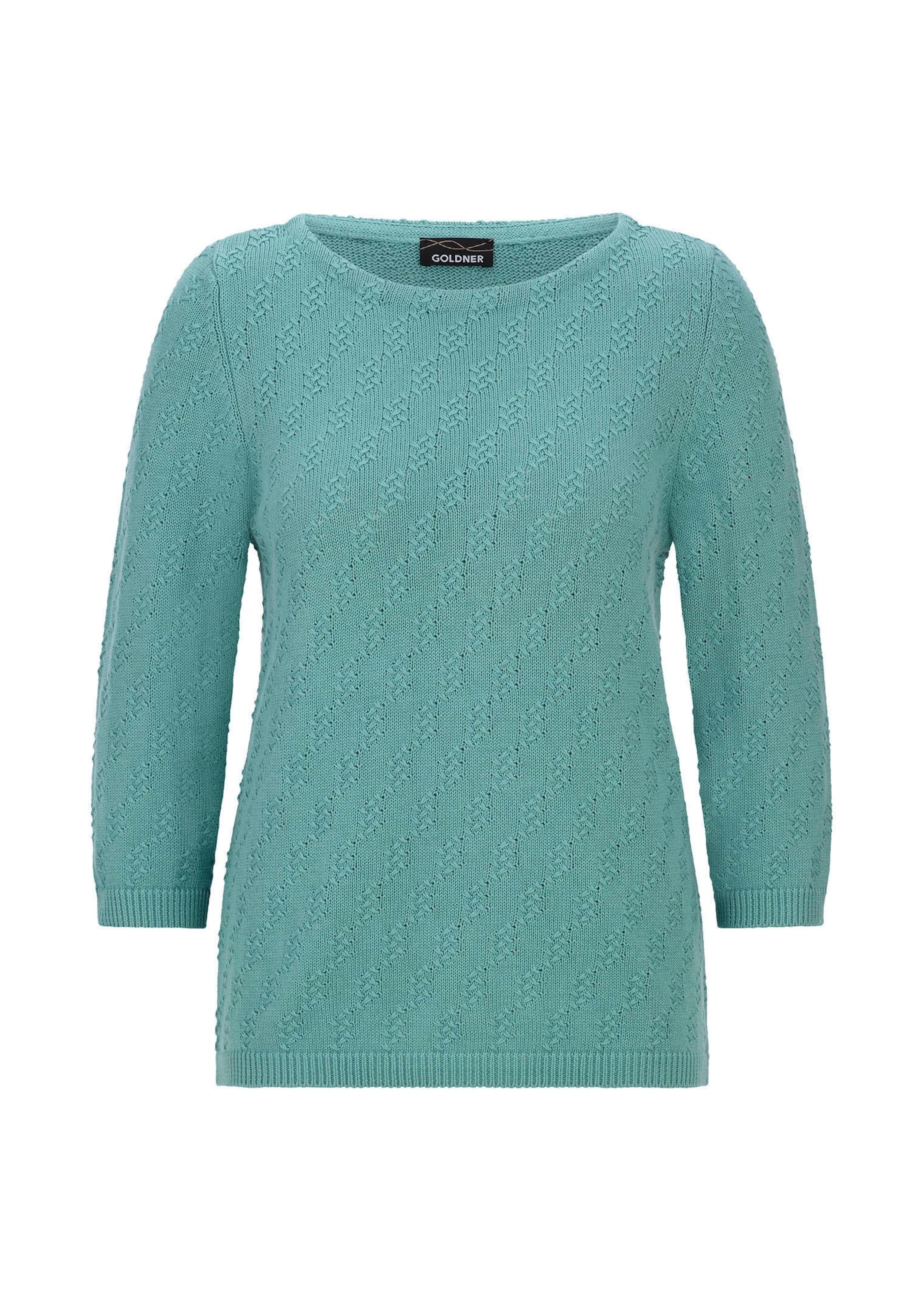 GOLDNER Rundhalspullover "Halbarm Baumwollpullover mit Struktur" 3/4-Ärmel