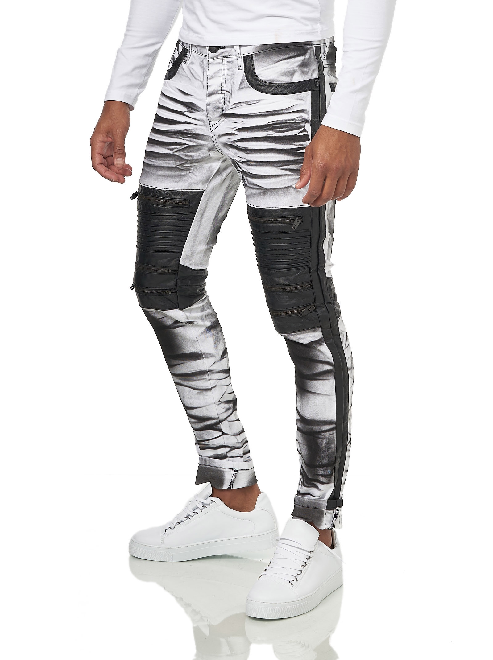 KINGZ Slim-fit-Jeans, mit auffälliger Batik-Waschung günstig online kaufen