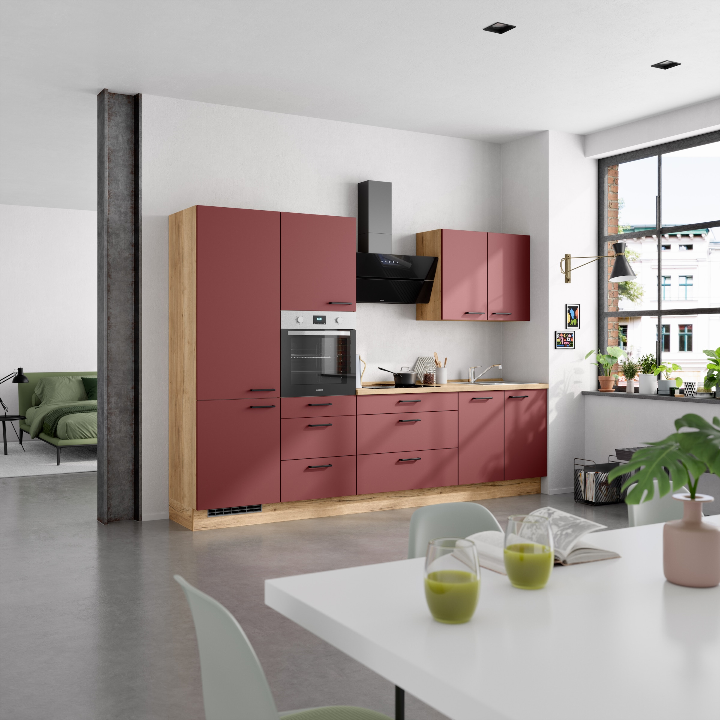 nobilia® Küchenzeile »"Easytouch II"«, vormontiert, Ausrichtung wählbar, Breite 300 cm, wahlw. mit E-Geräten