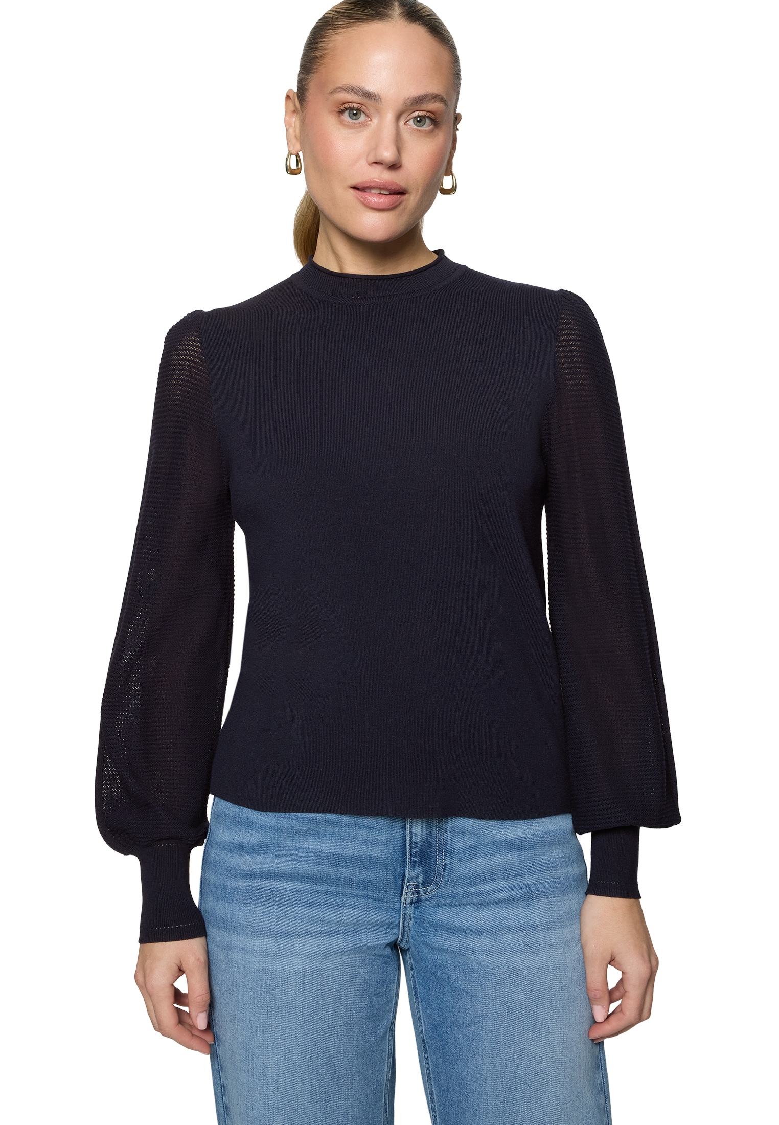 Zero Strickpullover "Damen mit hohem Kragen" 1 tlg. Plain/ohne Details günstig online kaufen