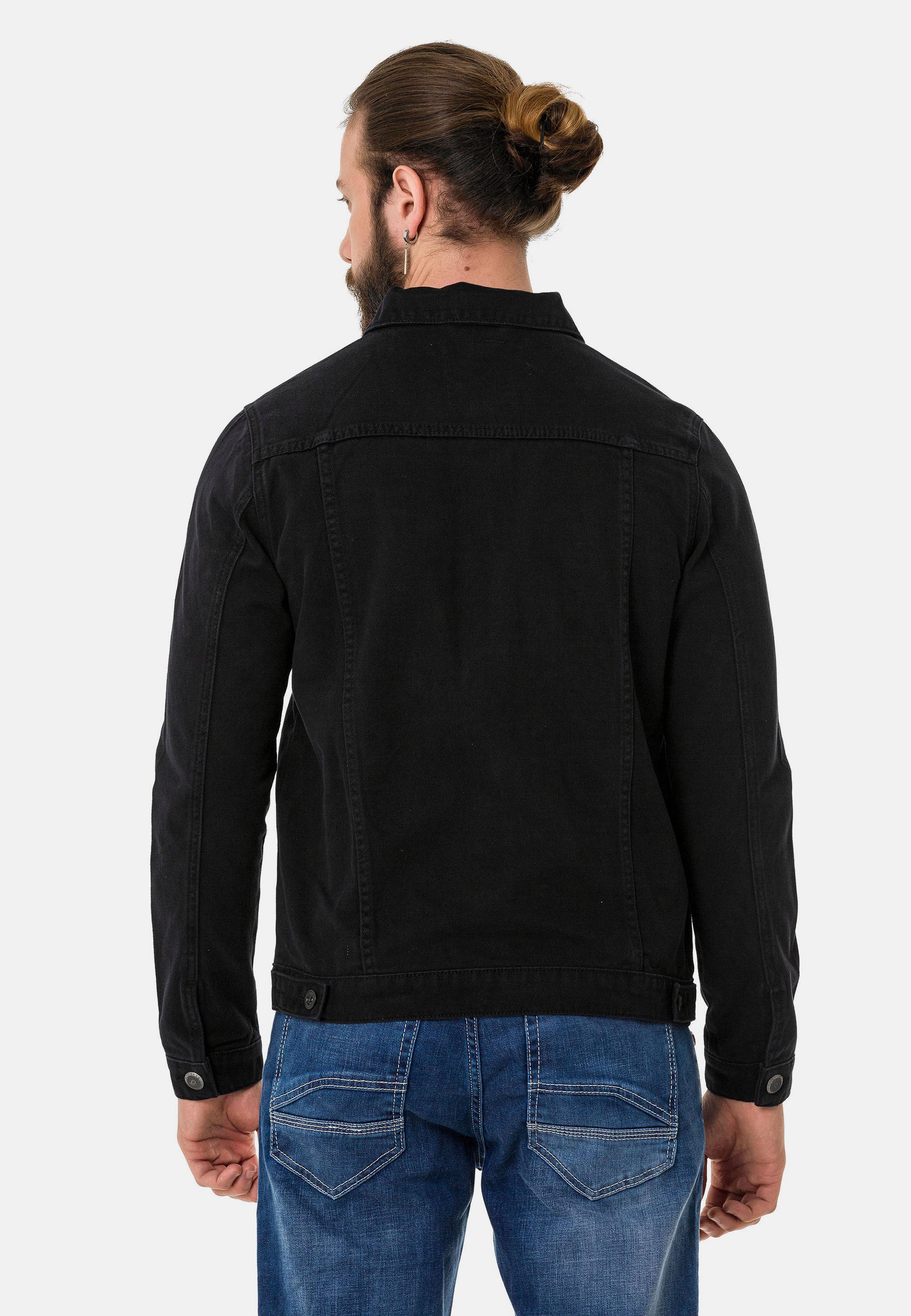 Cipo & Baxx Jeansjacke »CJ289« ohne Kapuze mit Knopfleiste