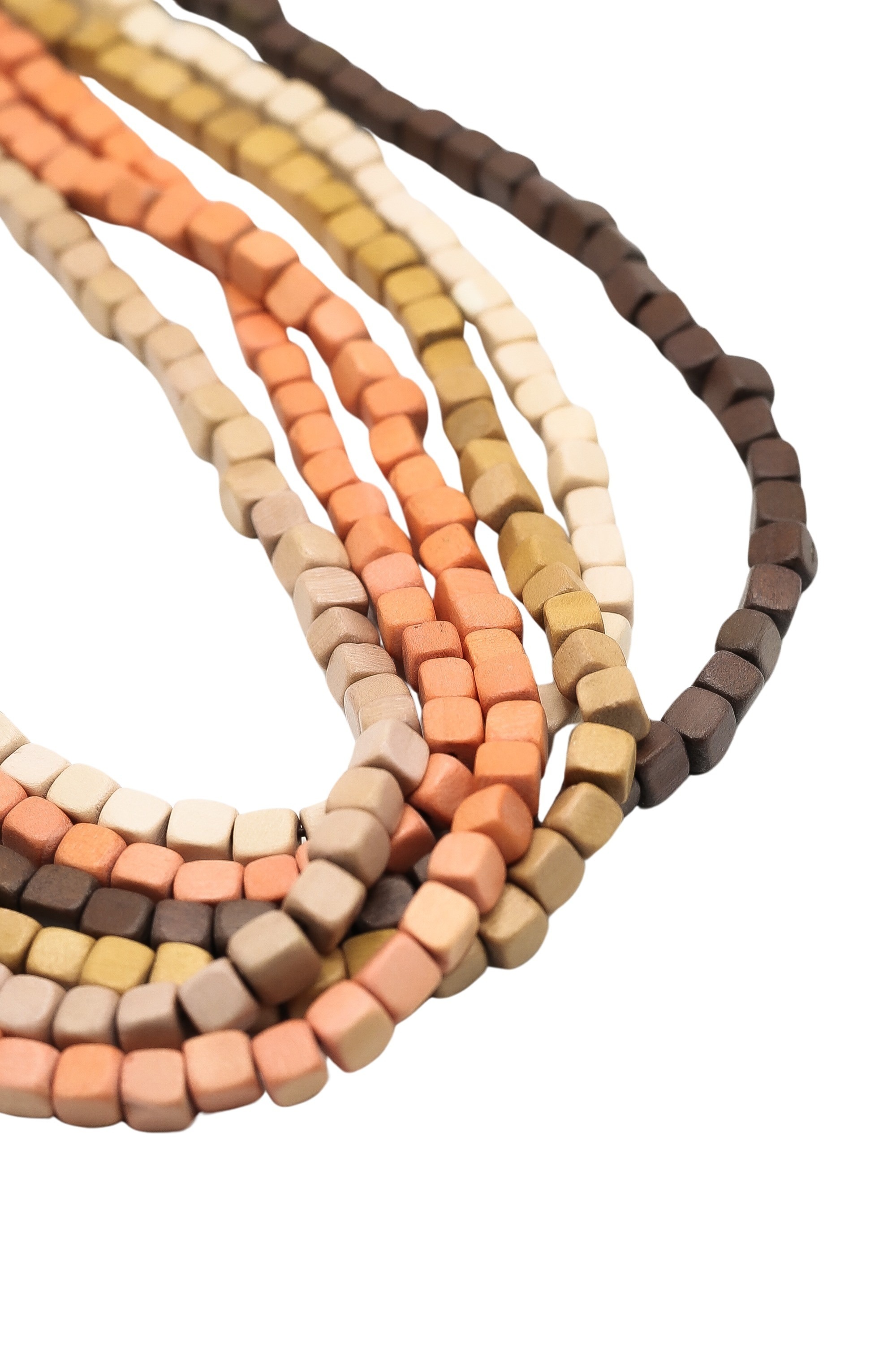 COLLEZIONE ALESSANDRO Lange Kette »Amaya«, 6-reihige Kette mit kleinen Holzwürfeln