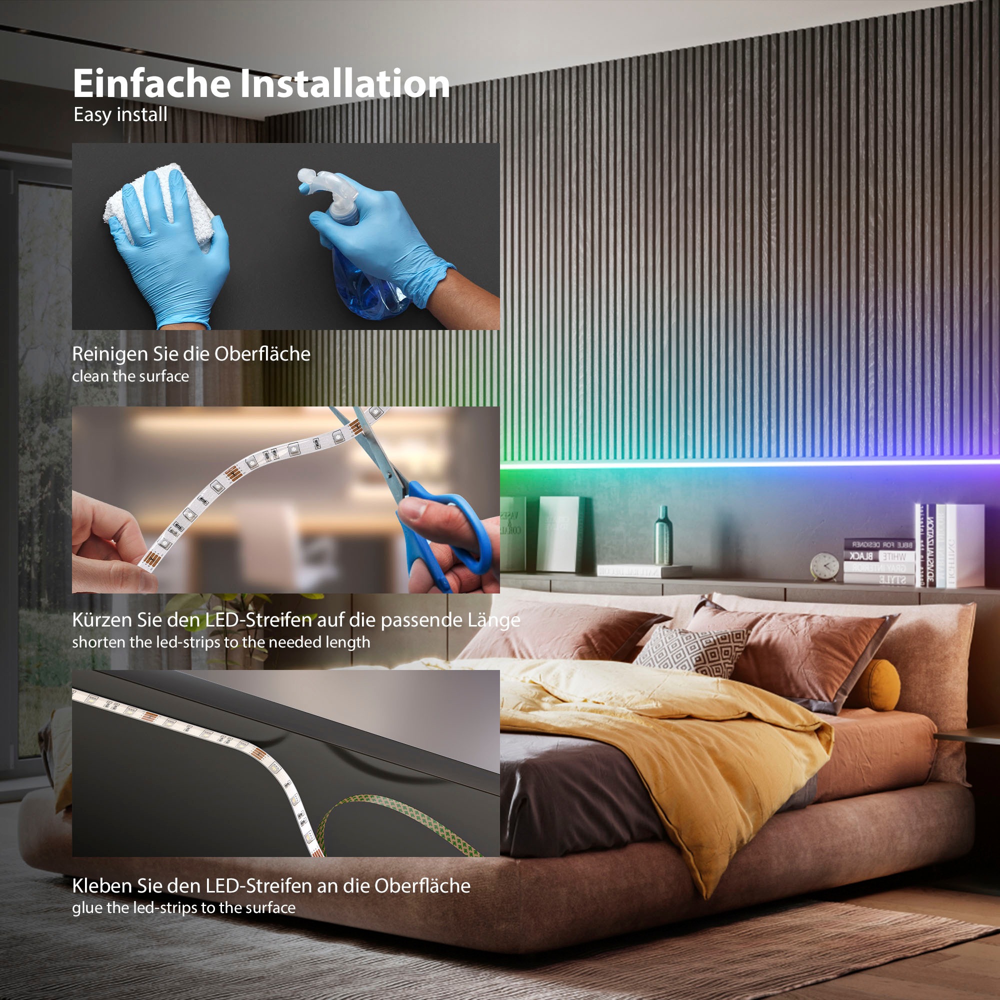 B.K.Licht LED-Streifen LED kaufen mit smartes Band, 150 St.-flammig, | »Wifi BAUR Lichtleiste, RGBIC«, Selbstklebend Musiksensor