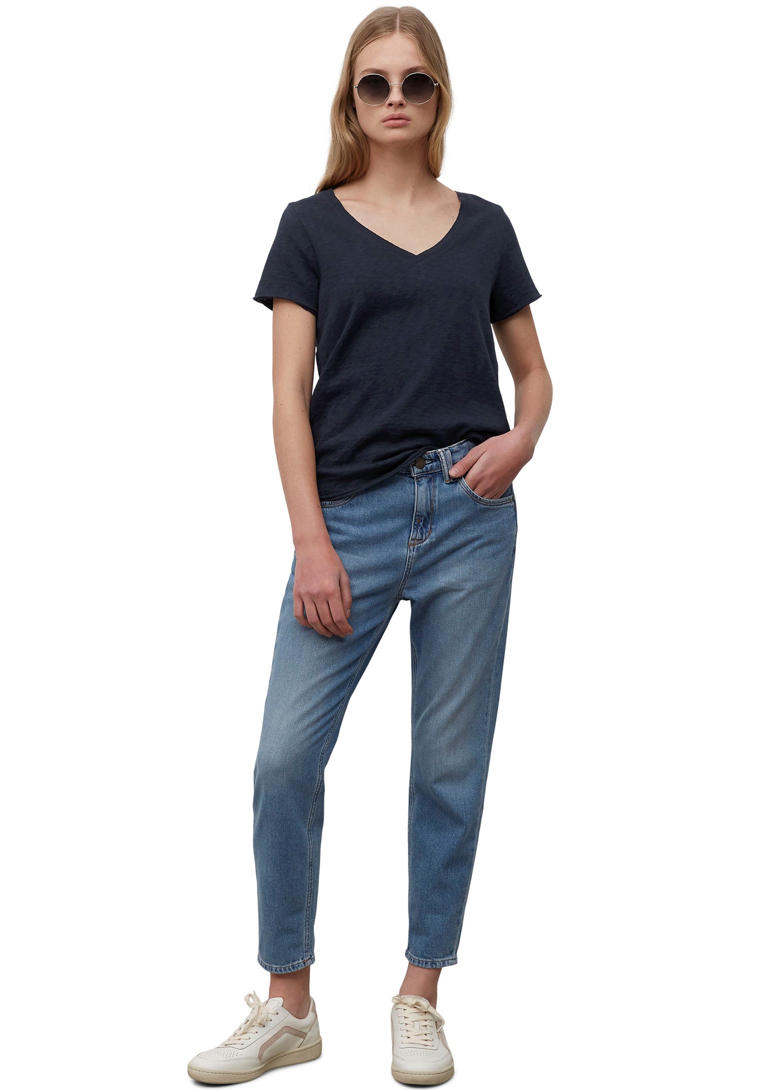 Marc O'Polo DENIM T-Shirt, mit abgerundetem V-Neck