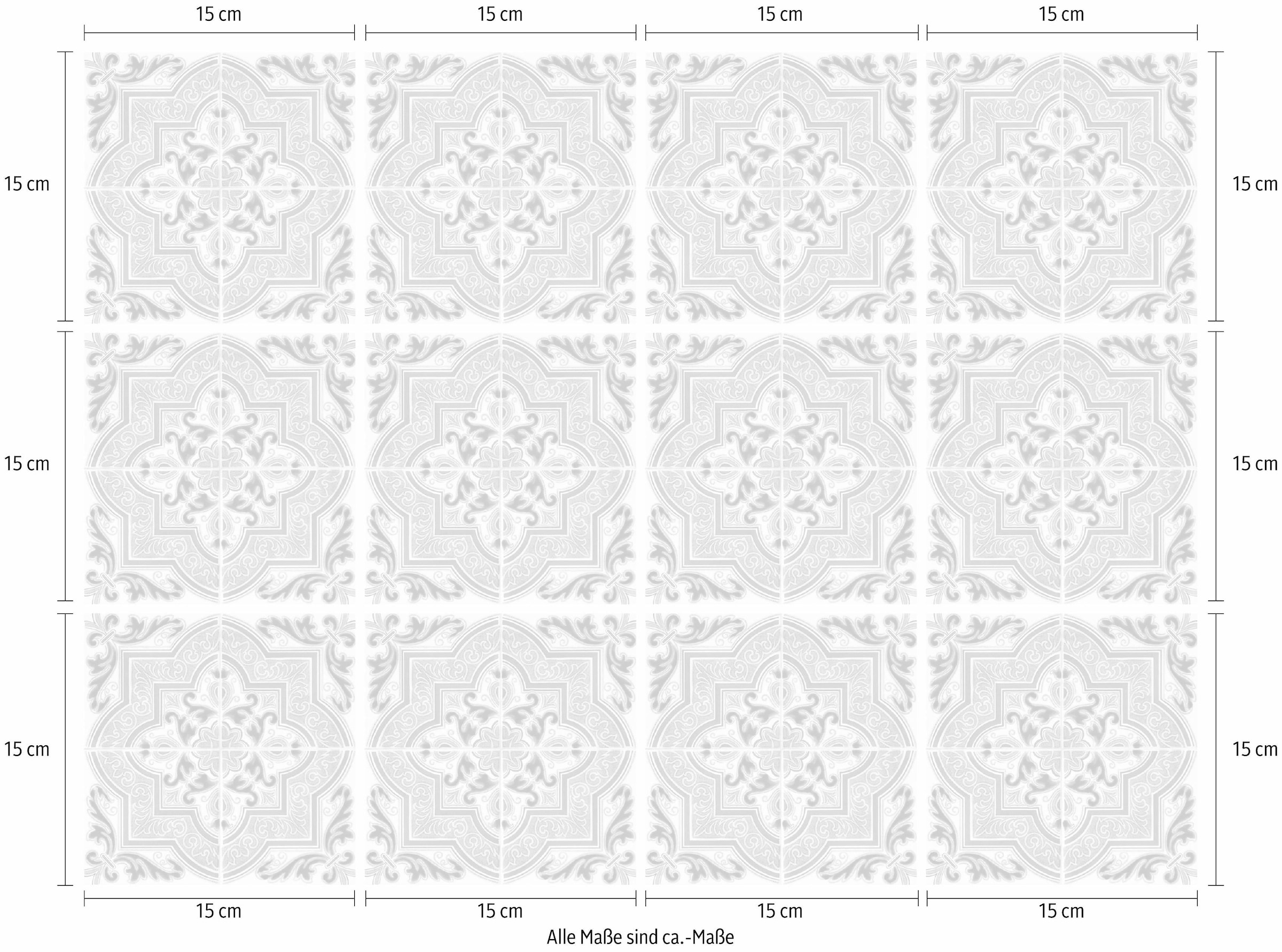 Home affaire Fliesenaufkleber »Ornamente«, Stickerfliesen, selbstklebend, Sticker, 12er Set