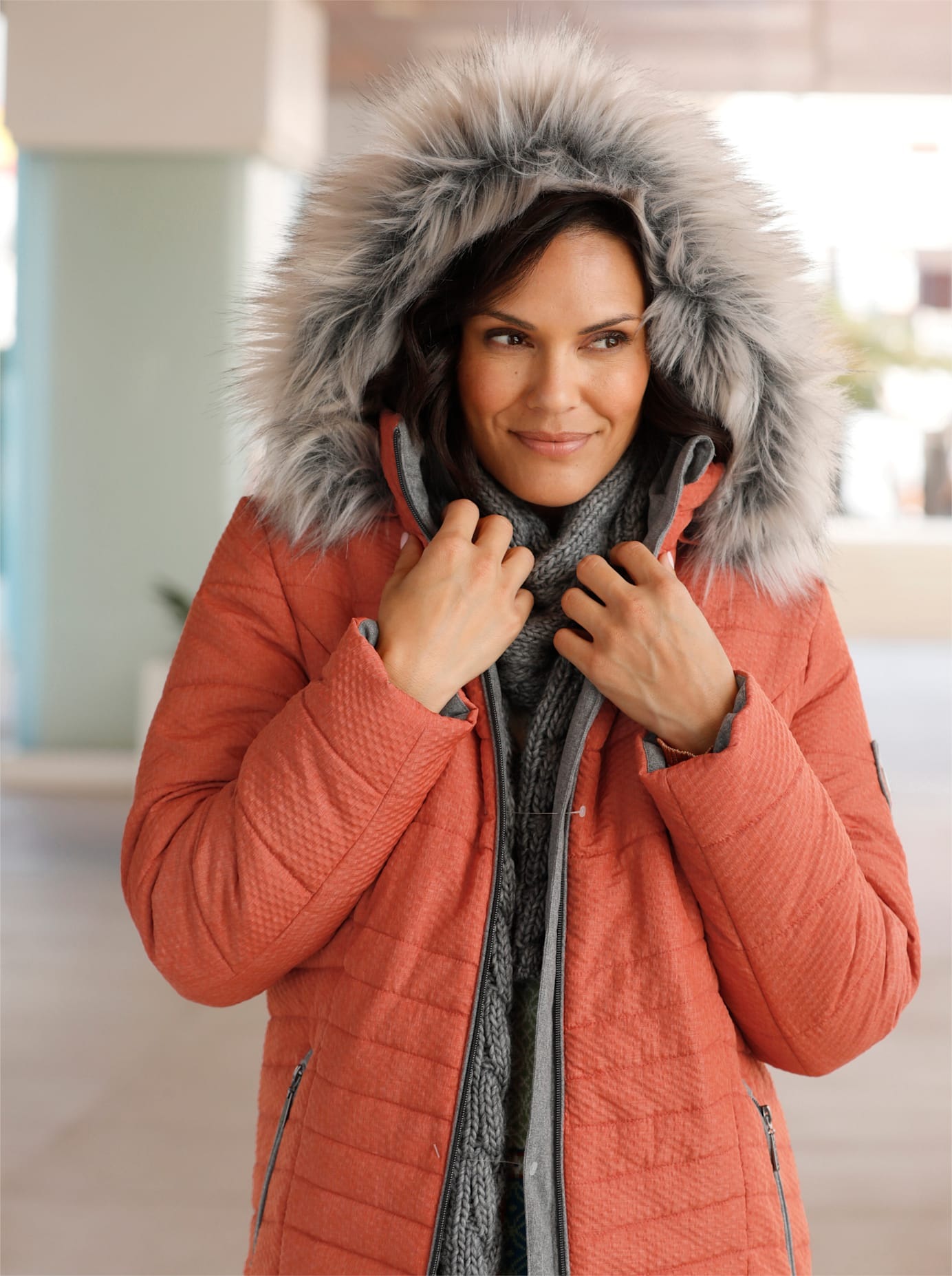 Casual Looks Langjacke, mit Kapuze