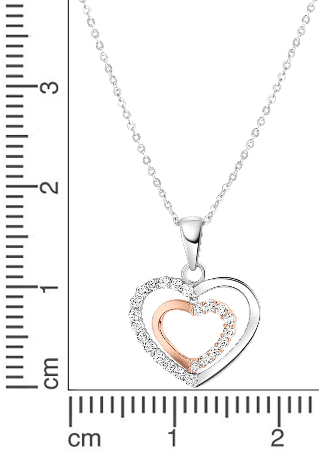 Firetti Kette mit Anhänger »Schmuck Geschenk Silber 925 Halsschmuck Halskette Ankerkette Herz«, mit Zirkonia (synth.)