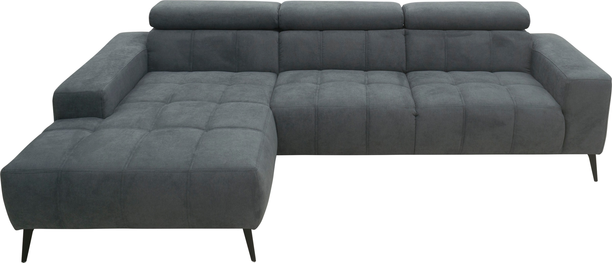 DOMO collection Ecksofa »Trento L-Form, mit Kufenfuß oder Einzelfuß«, wahlweise mit Kopfteilverstellung, Recamiere links/rechts bestellbar
