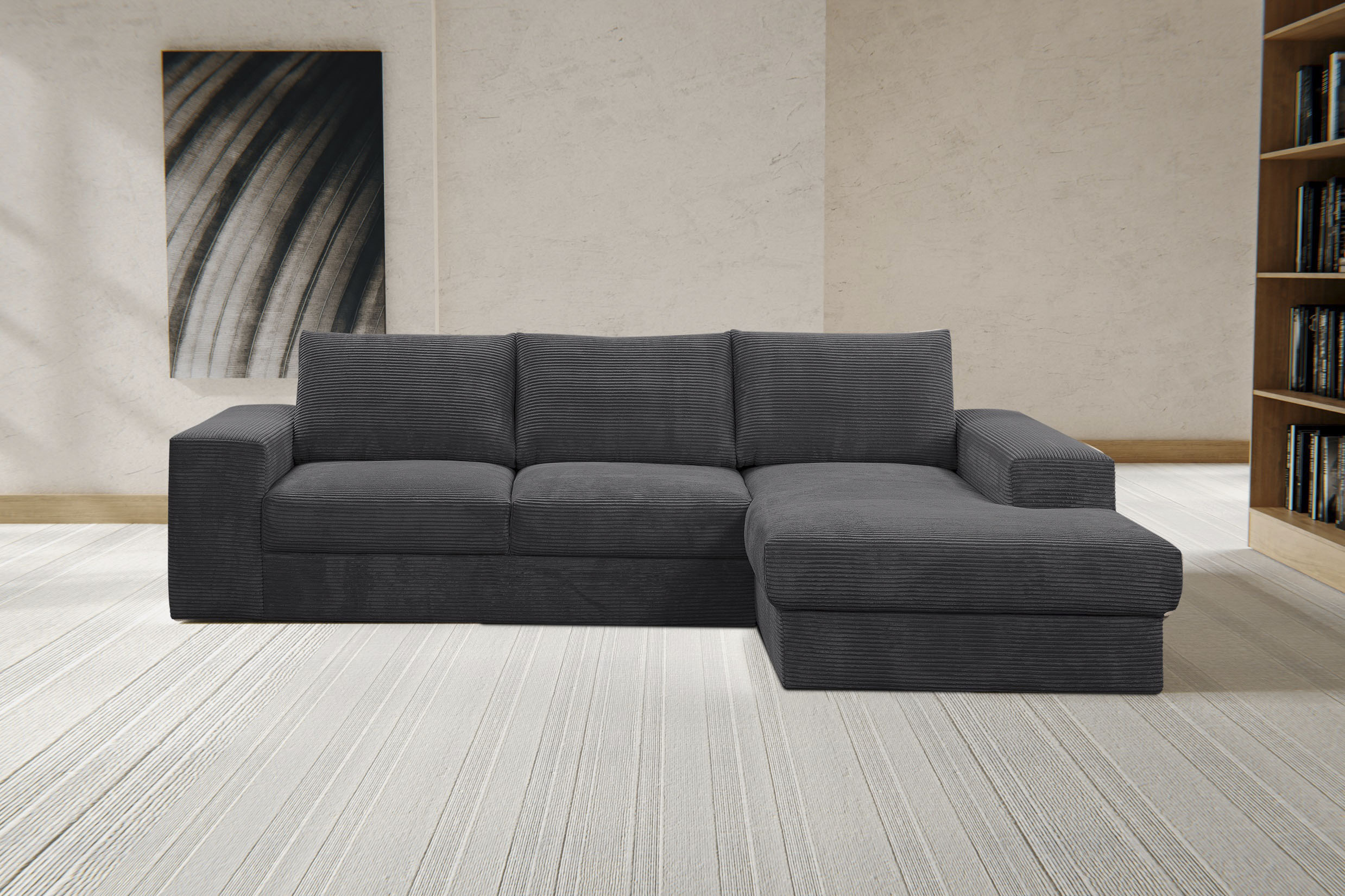 WERK2 Ecksofa "Rozzana 280 x 190 cm modern und bequem" Cord, L-Form, XXL