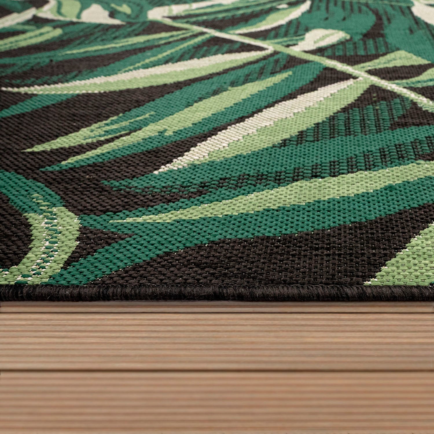Paco Home Teppich »Ostende 551«, In- Rechnung | auf Flachgewebe, Outdoor rechteckig, Motiv BAUR und Palmenblätter, geeignet