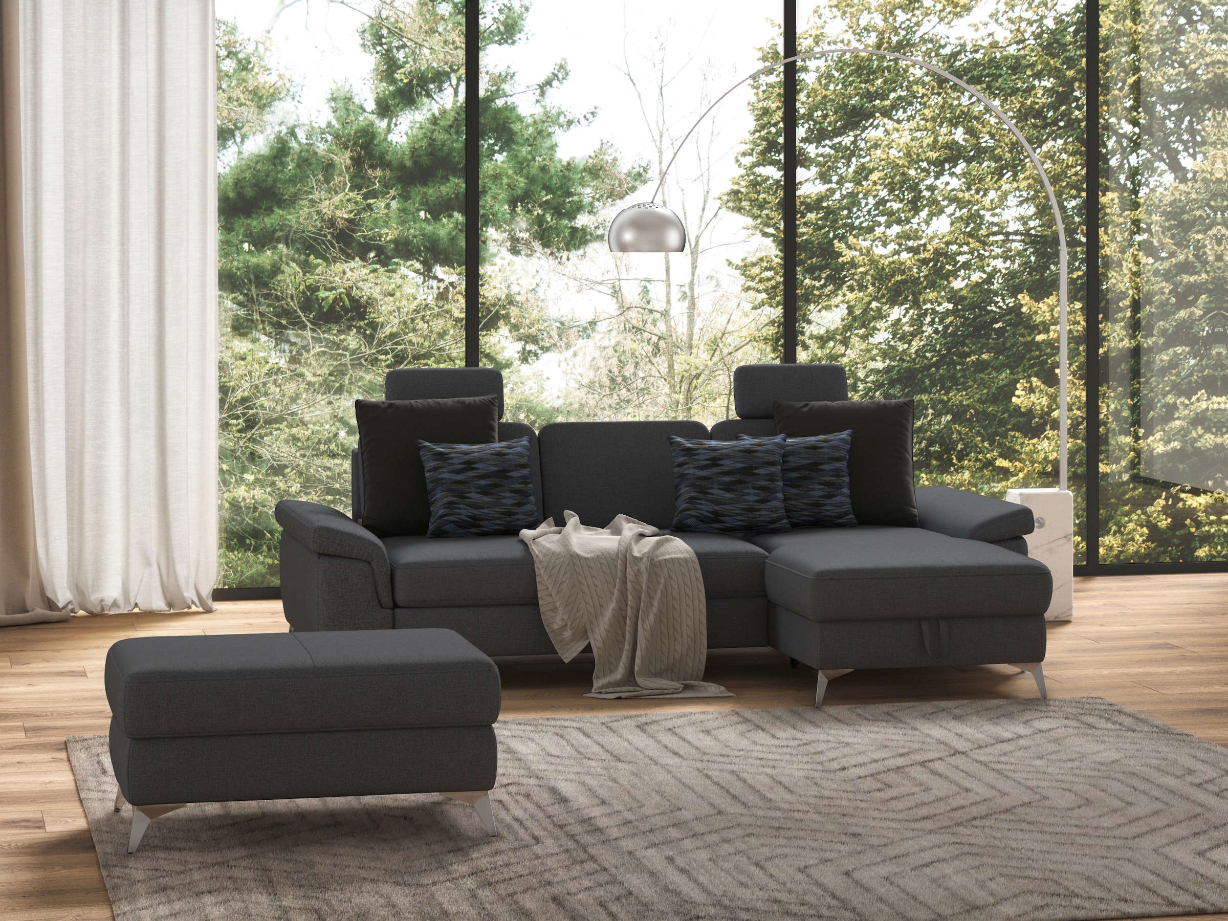 sit&more Ecksofa »Padua L-Form«, inklusive Sitztiefenverstellung, Armteilfunktion und Federkern
