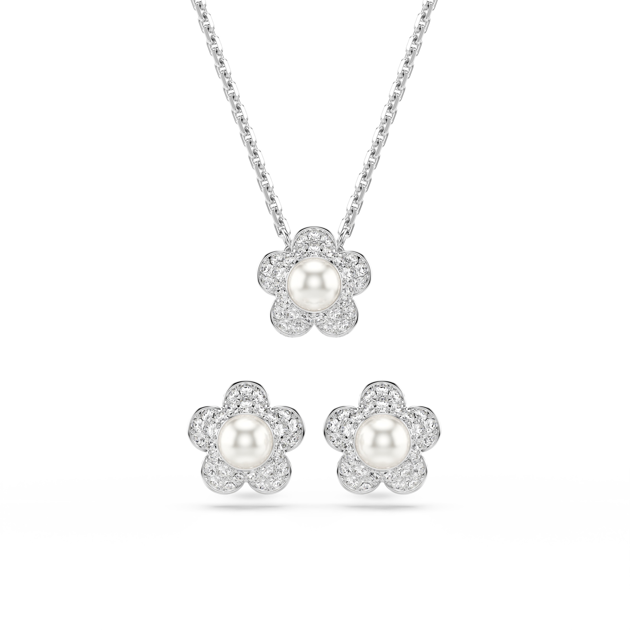 Ohrring und Ketten Set SWAROVSKI "Multipack Schmuck Geschenk CAPSULE", metallfarben, kristallweiß, weiß, kristallweiß, Schmuck_Sets, Damen, Metall, Pe