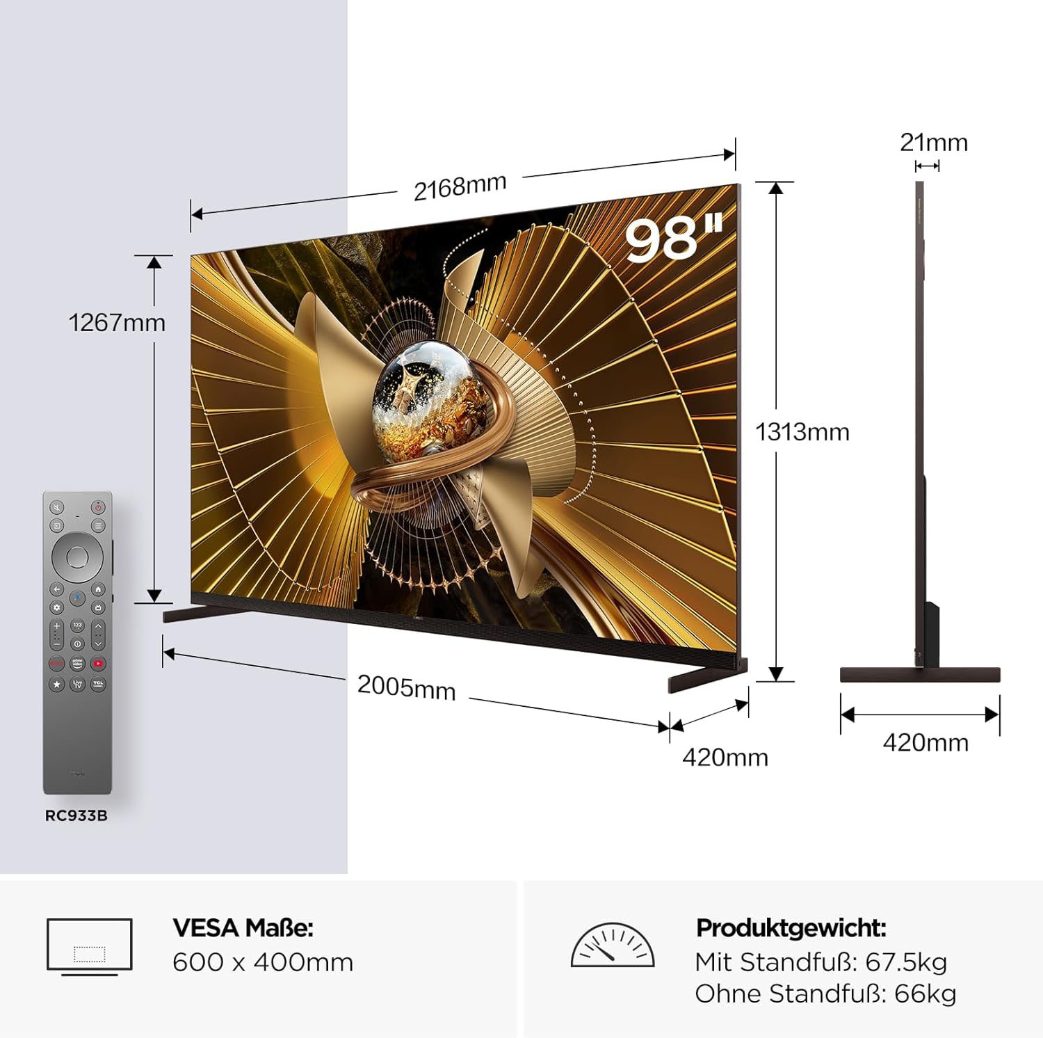 TCL LED-Fernseher »98X11L« 215 cm/98 ″ IMAX Enhanced, Filmmaker Mode,,  Apple Airplay 2