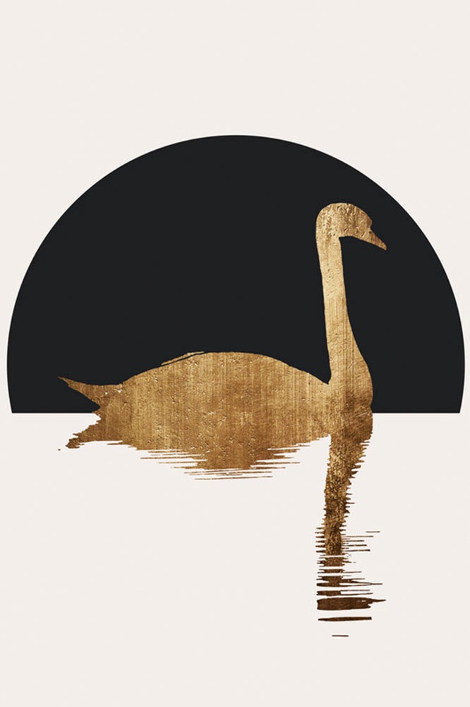 A.S. Création Leinwandbild "The Swan 1 - Wandbild Creme Schwarz Gold Keilra günstig online kaufen