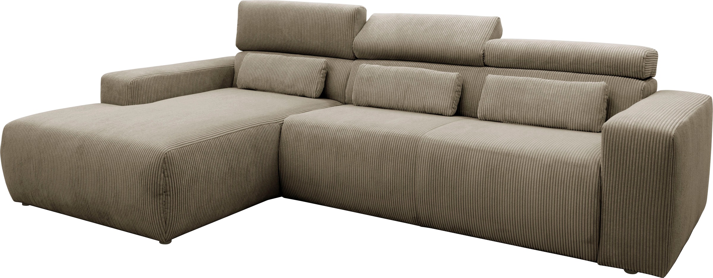 DOMO collection Ecksofa »Brandon große Ausführung B/T/H: 289/177/80 cm, auch in Leder und Cord«, mit Kopfteilverstellung, wahlweise Sitztiefenverstellung, L-Form