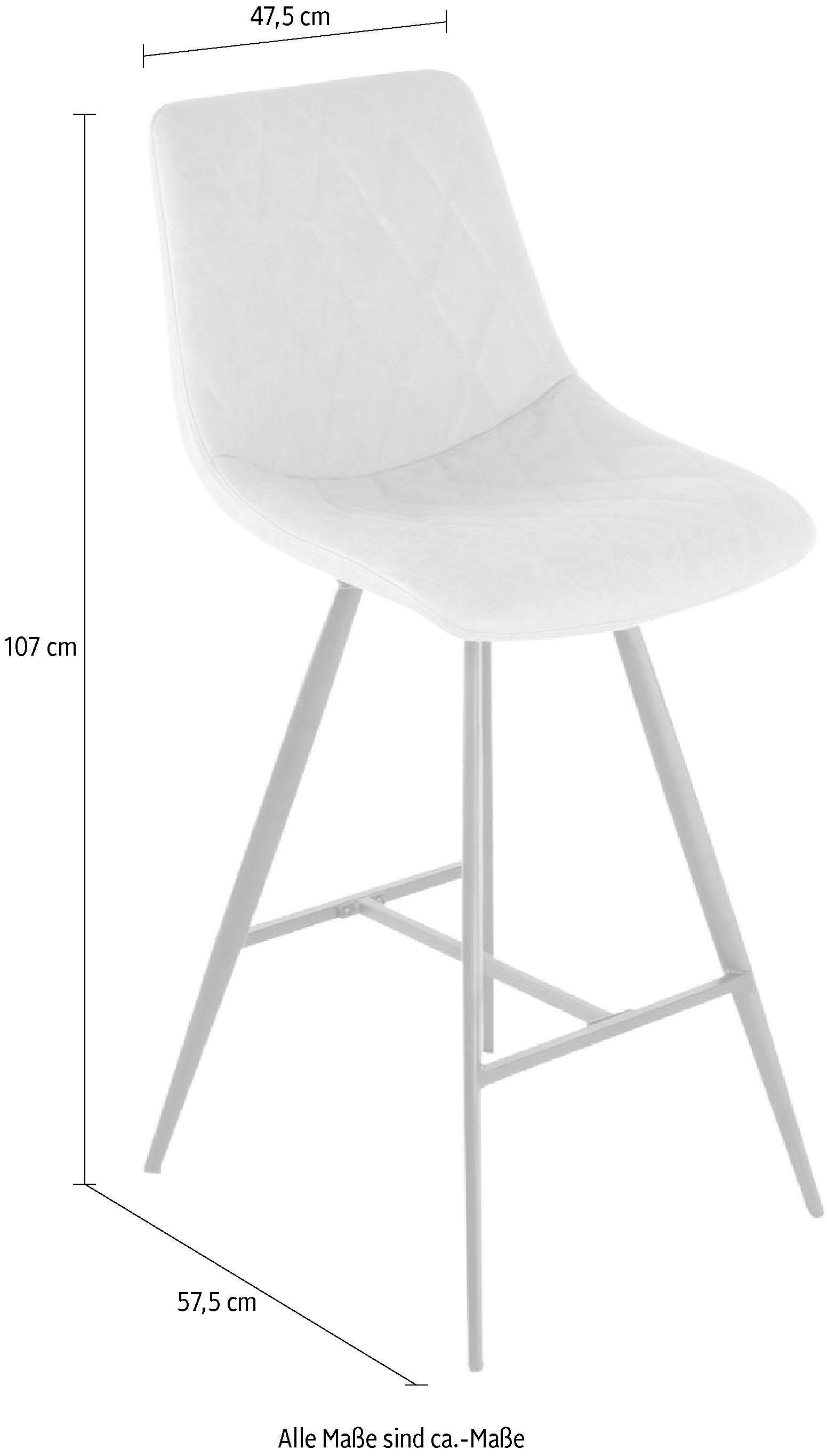 Kayoom Hochstuhl »Barstuhl Frances 425 2er-Set, stilvoller Retro-Look Barhocker«, (Set), 2 St., pflegeleicht, bequem, attraktive Lederoptik, stilvoller Retro-Look