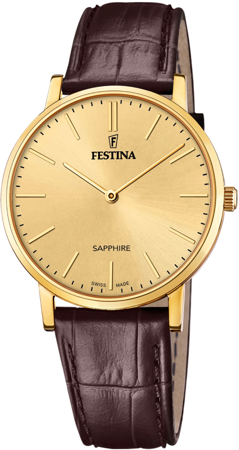 Festina Quarzuhr »Festina Swiss Made, F20016/2«, Armbanduhr, Herrenuhr, Saphirglas, Swiss Made