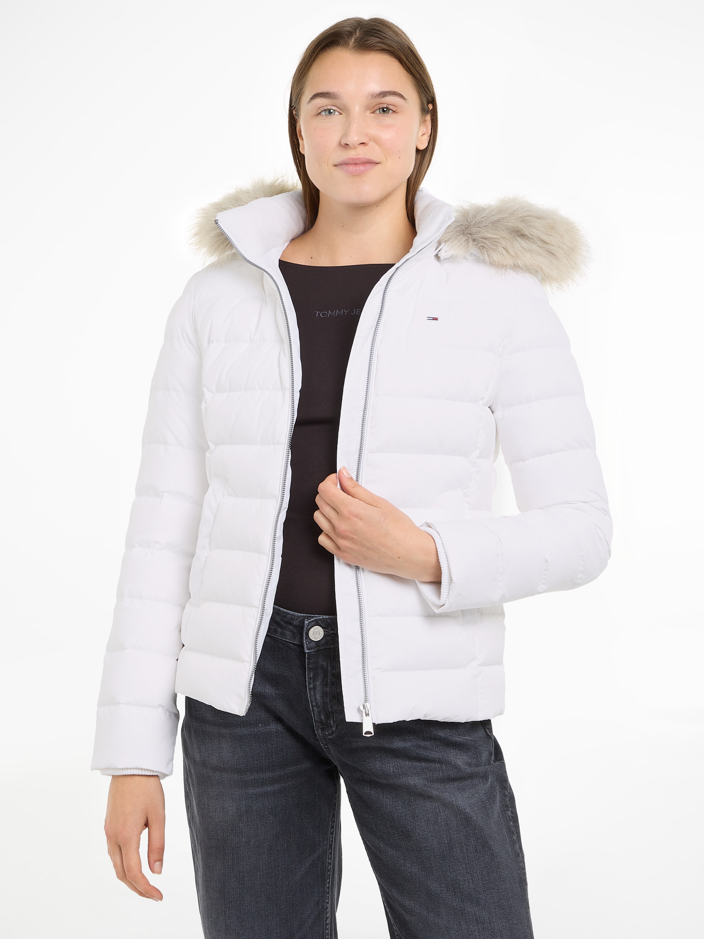 Tommy Jeans Steppjacke »TJW BASIC HOODED DOWN JACKET EXT«, mit Kapuze, mit Logostickerei