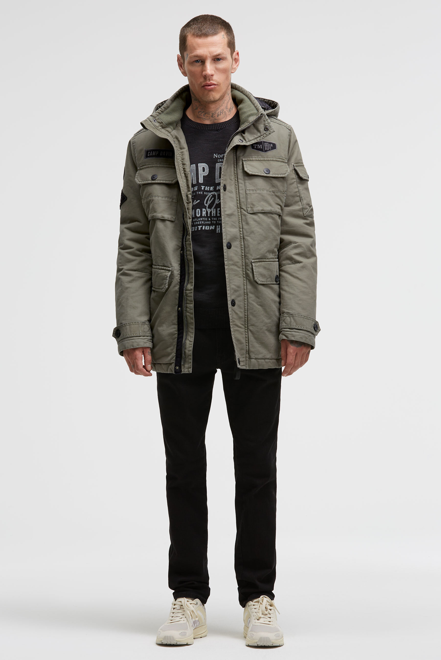 Thumbnail - CAMP DAVID Fieldjacket mit Kapuze mit Tunnelband in der Taille