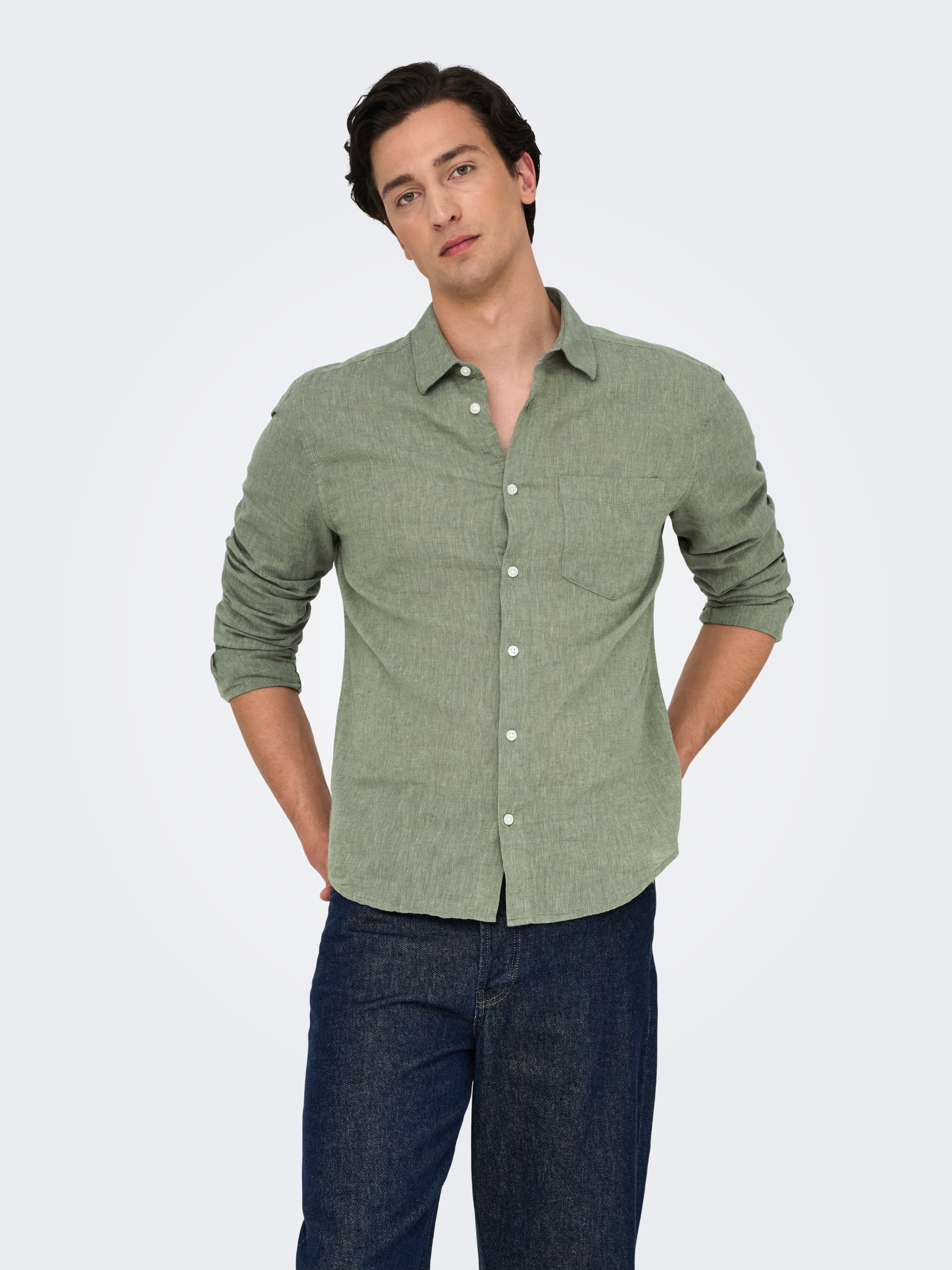 ONLY & SONS Langarmhemd "ONSCAIDEN LIFE REG LS 1 PKT SHIRT NOOS" günstig online kaufen