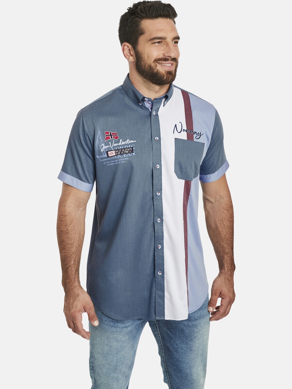 Jan Vanderstorm Kurzarmhemd "Kurzarmhemd THJORVEN" günstig online kaufen