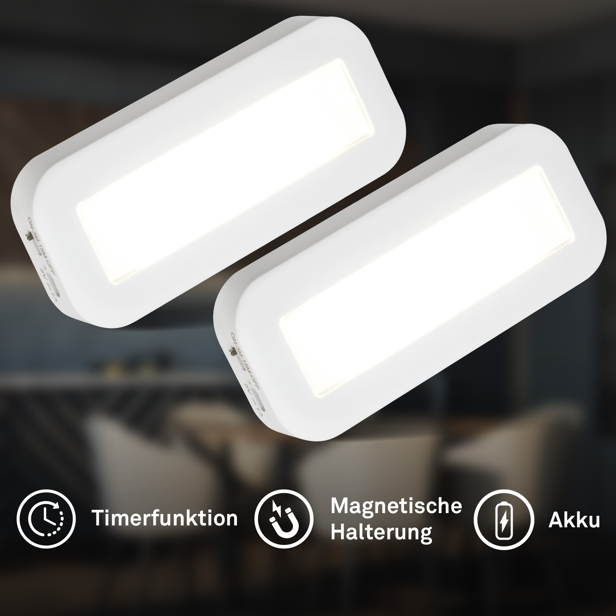 Briloner Leuchten LED Unterbauleuchte »SIGO« LED-Modul 2 Stk. Neutralweiß 15x6,5x2 cm, 2er-Set, Küche, Schrank, Treppe, Küchenlampe