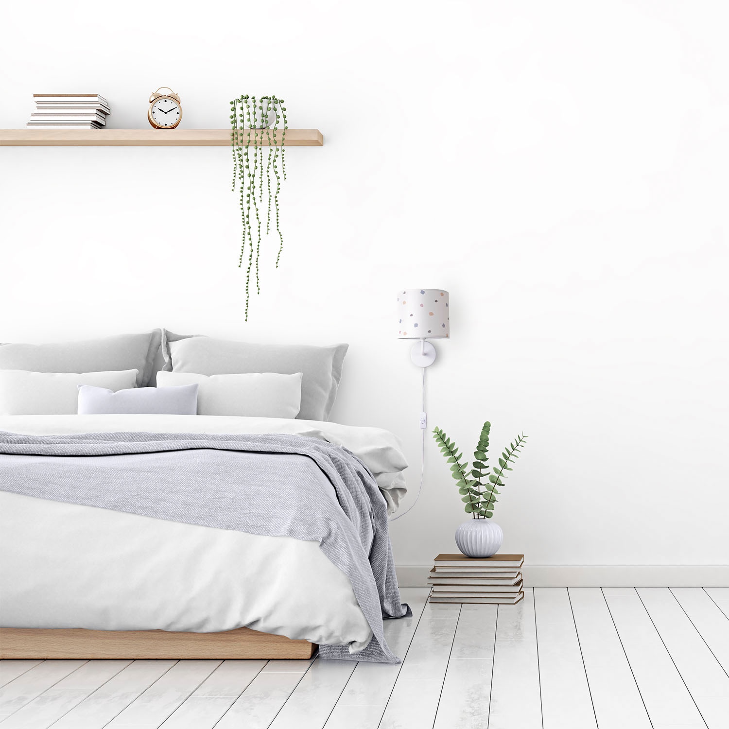 Paco Home Wandleuchte »Luca Dots«, Leuchtmittel E14 | ohne Leuchtmittel, Wohnzimmer Textilschirm Wandleuchte Punkte Bunt Lampenschirm Rund E14
