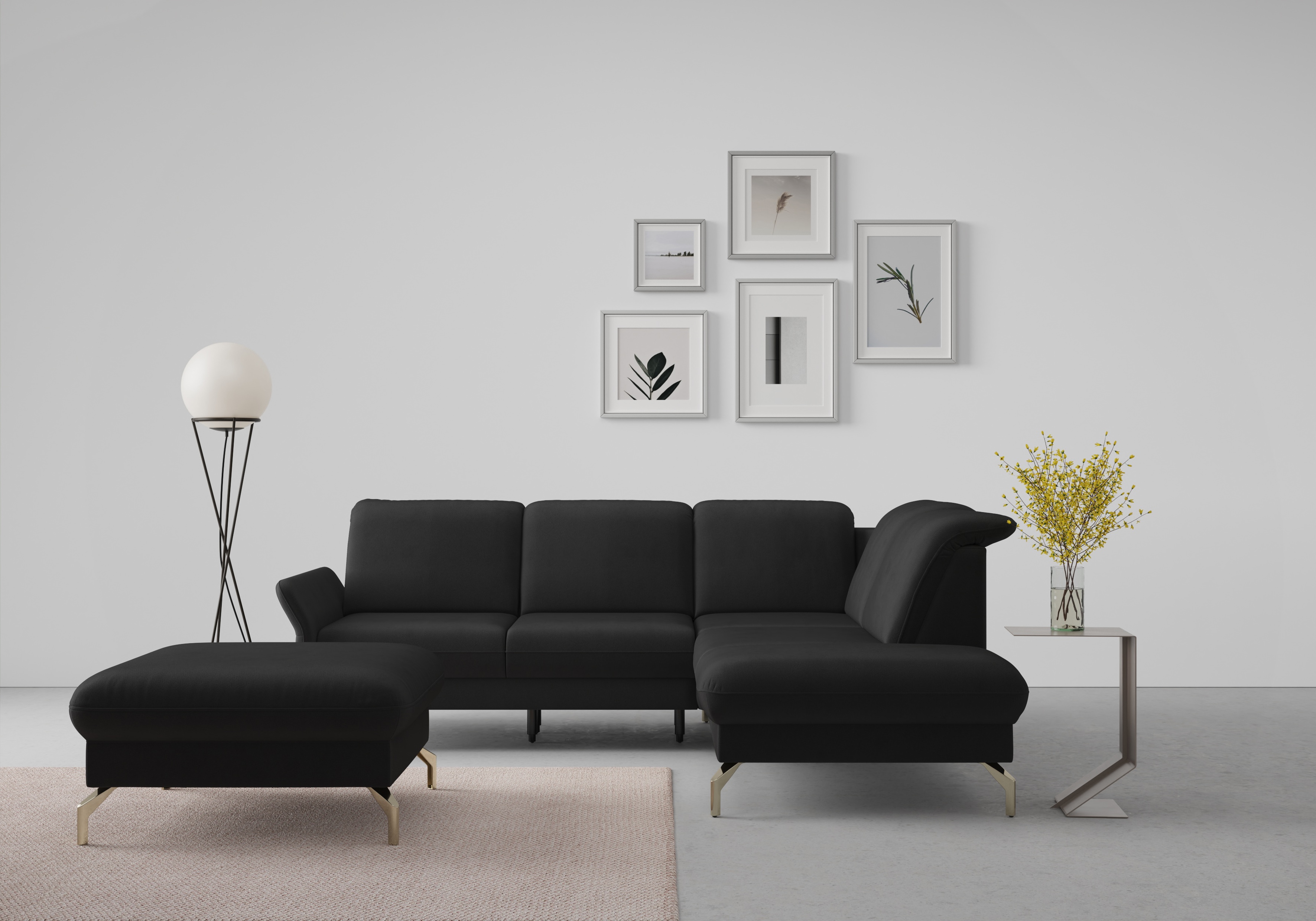 sit&more Ecksofa "Fashion L-Form" wahlweise mit Kopfteilverstellung, Vorziehsitz, motorisch, Nickelfüße