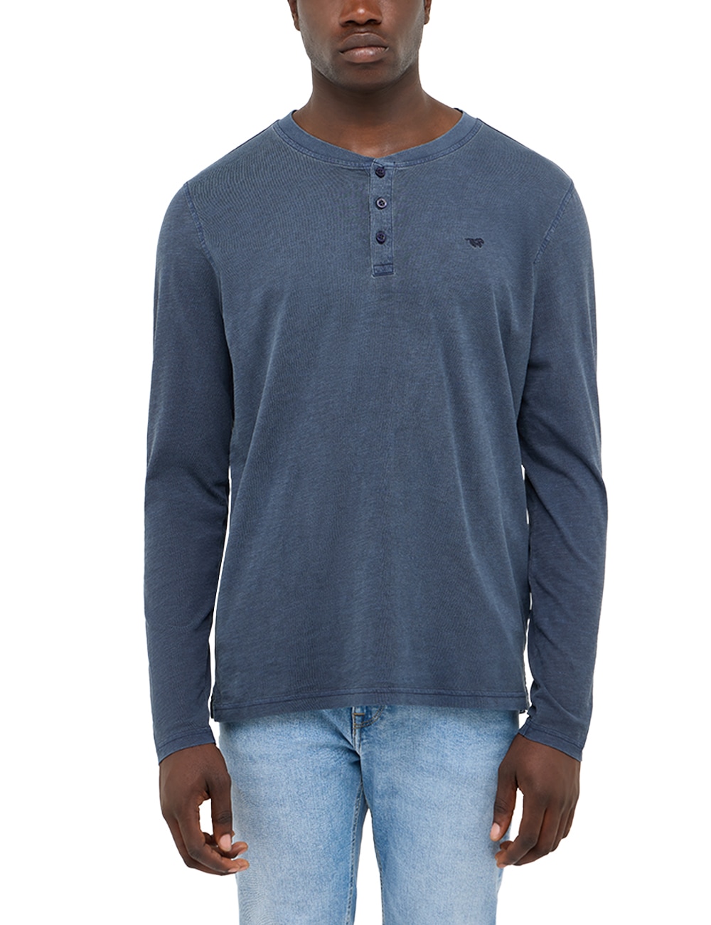 MUSTANG Langarmshirt "Atchison Henley LA" mit kurzer Knopfleiste