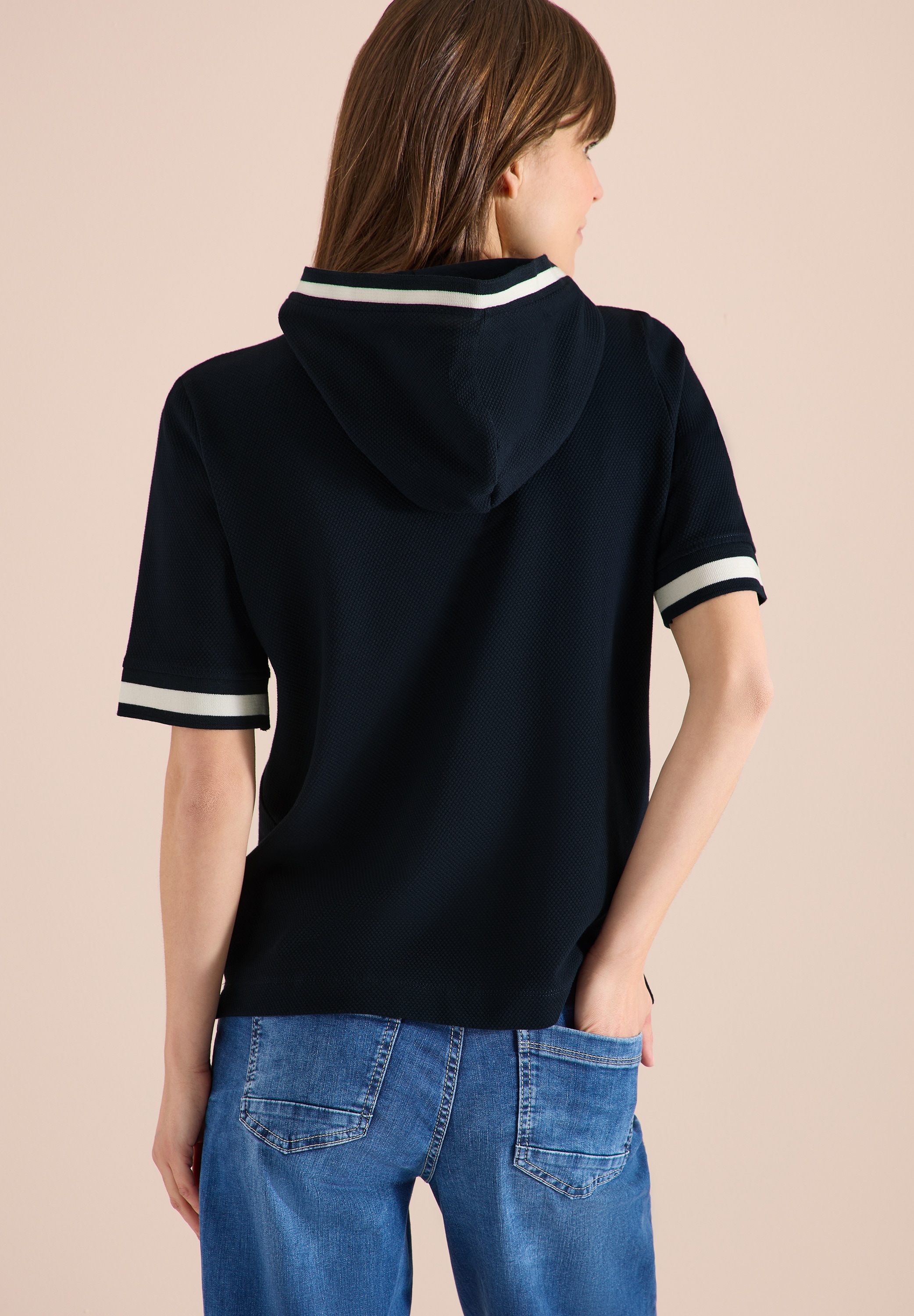 Cecil Kapuzenshirt in strukturierter Qualität mit Rippdetails