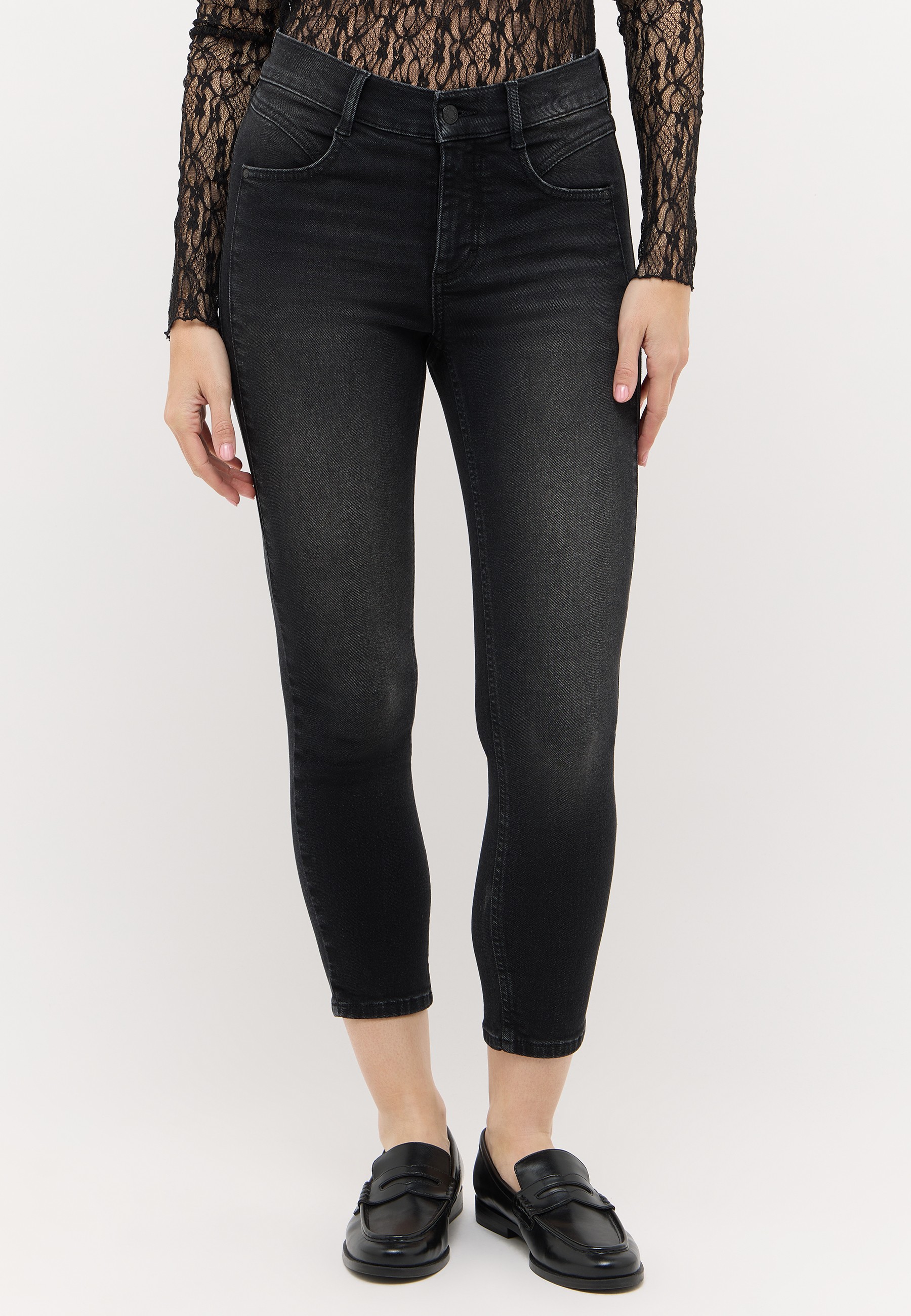 ANGELS Slim-fit-Jeans "ORNELLA SEAM" Slim fit Passform, aus Baumwollmischung, mit 1-Knopf-Form