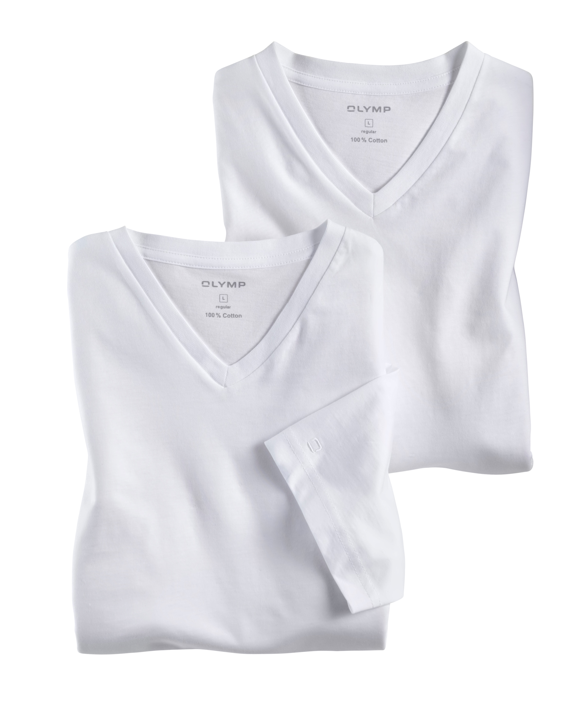 OLYMP T-Shirt »Casual«, (Packung, 2 tlg., 2er), mit Ton-in-Ton Logostickerei am Ärmel