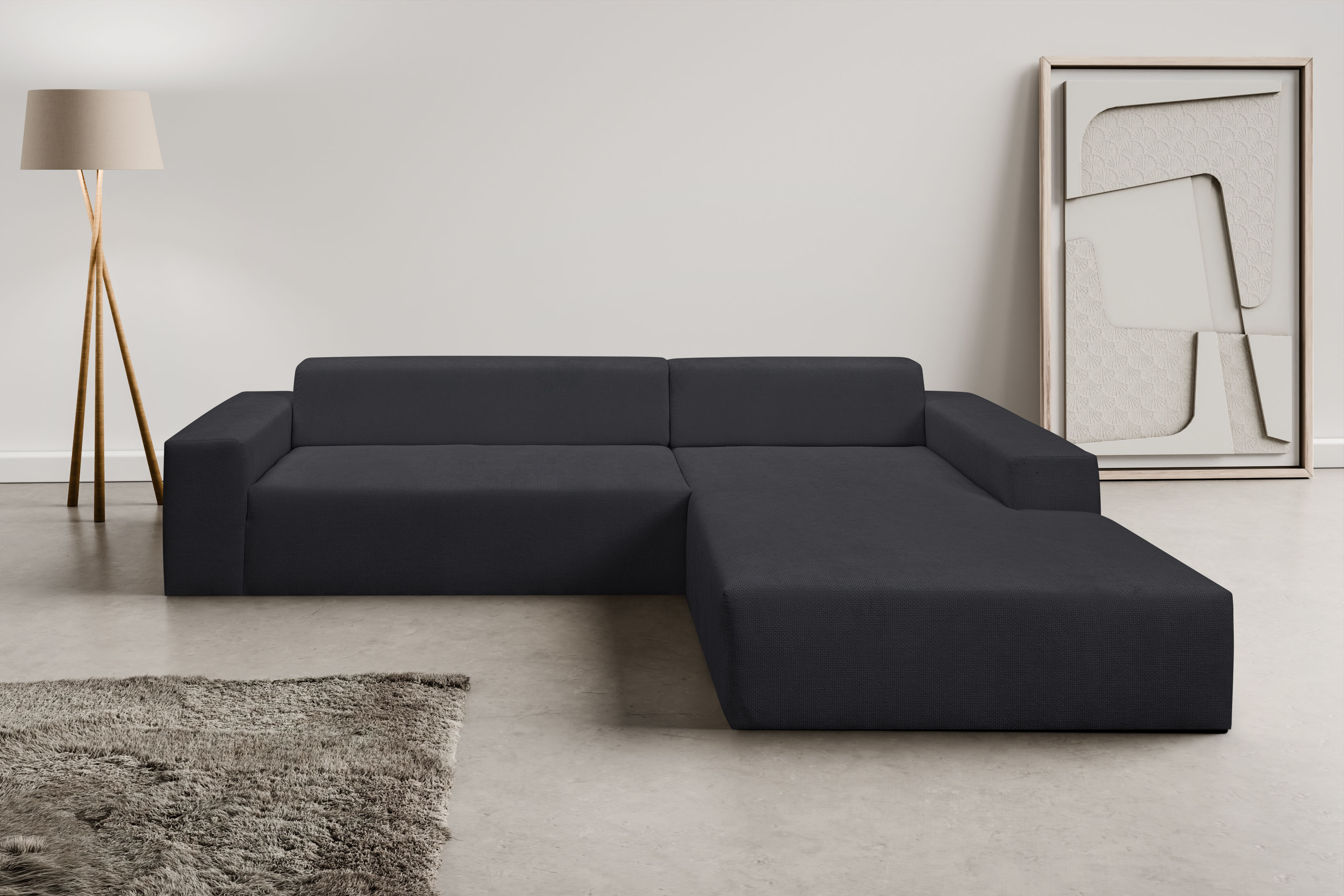 WERK2 Ecksofa "Zeus-XL 311 cm breit, bequemes Mega-Sofa in L-Form, große Sitztiefe" Curvy-trend Chenille Big-Sofa mit 210 cm XXL-Ottomane für 2 Personen