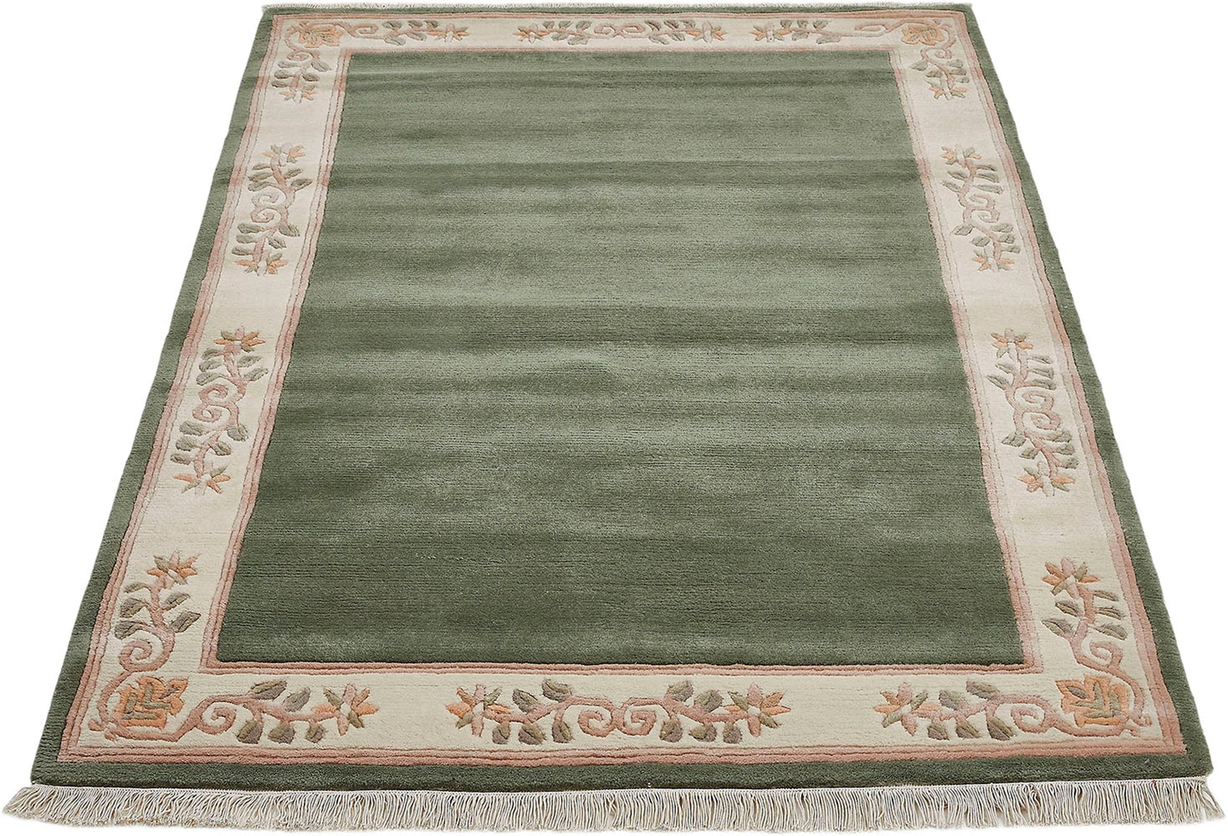 LUXOR living Wollteppich »Adour«, rechteckig, 18 mm Höhe, reine Wolle, handgeknüpft, mit Bordüre und Fransen, Wohnzimmer