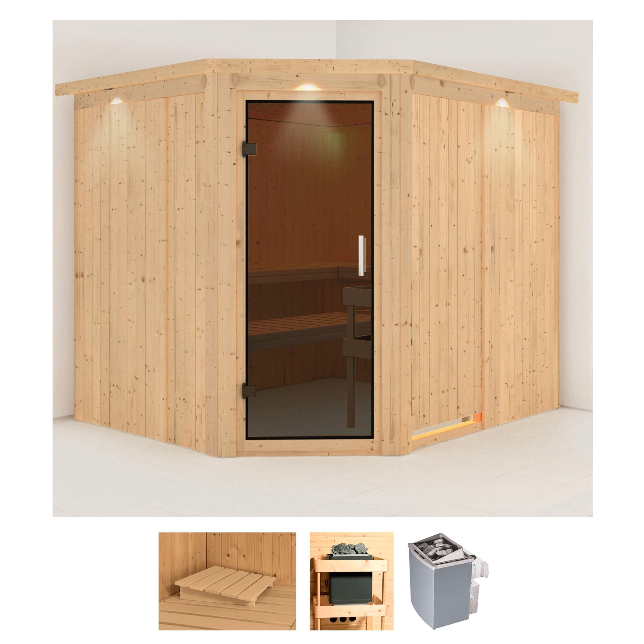 KARIBU Sauna "Marit", Saunaofen, integrierte Steuerung, 9 kW, beige, Saunen, 9-kW-Ofen mit integrierter Steuerung