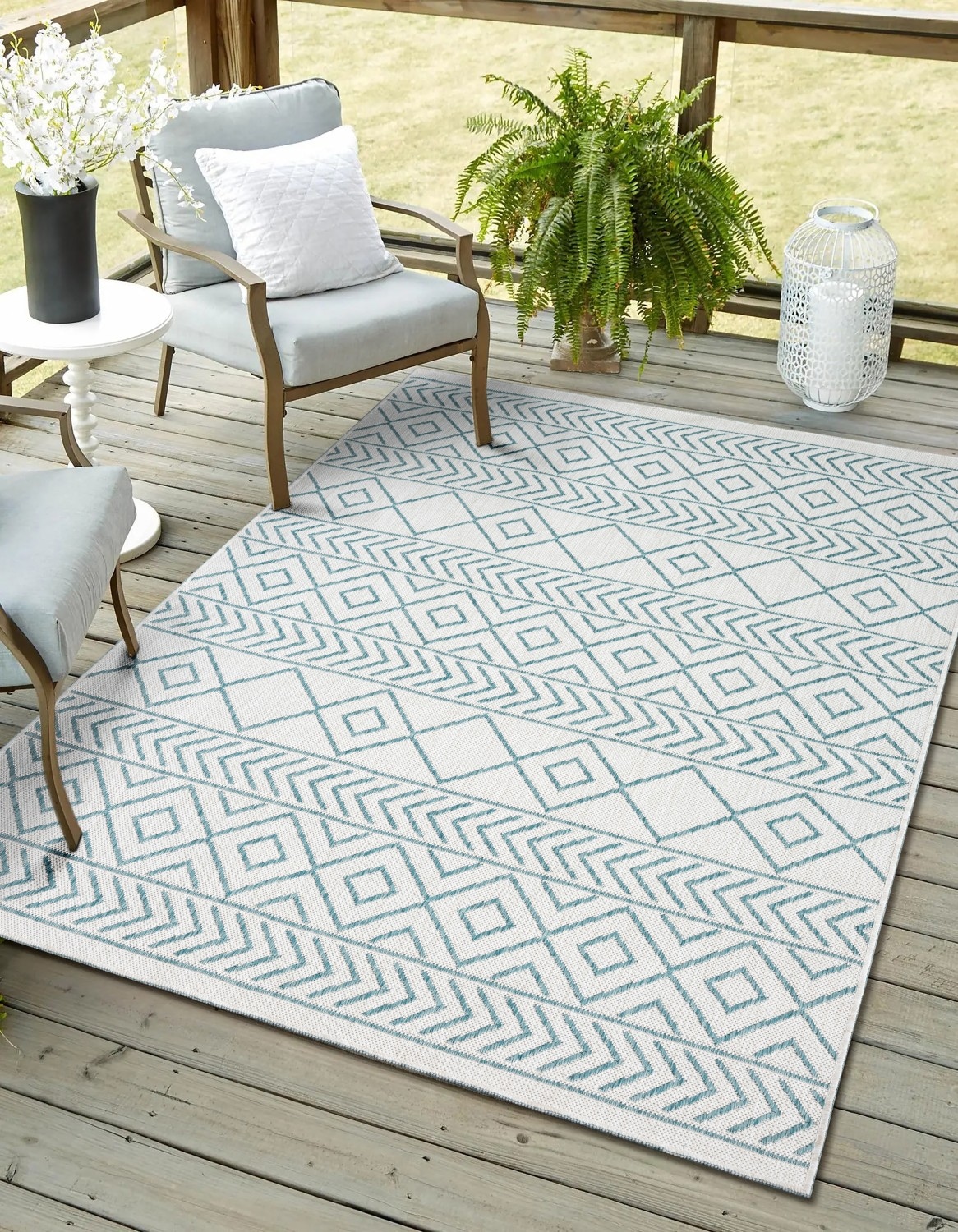 Myflair Möbel & Accessoires "Liva, LAGERRÄUMUNG" rechteckig 8 mm Höhe Wendeteppich, Rauten Motiv, Outdoor geeignet, Balkon, Terrasse