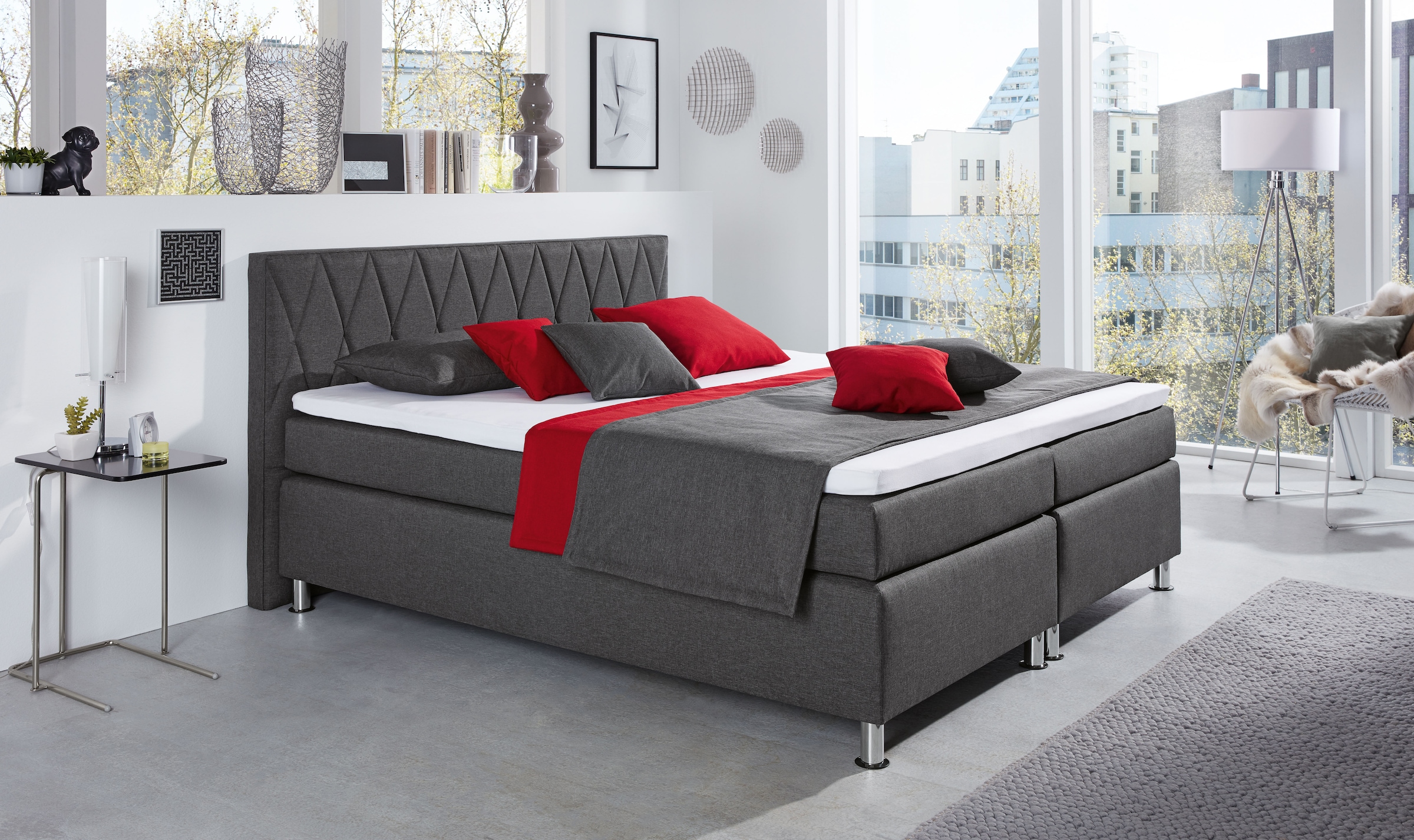 hapo Boxspringbett "ATLANTA" Topper separat erhältlich, erhältlich in verschiedenen Breiten, Farben & Maratzenarten